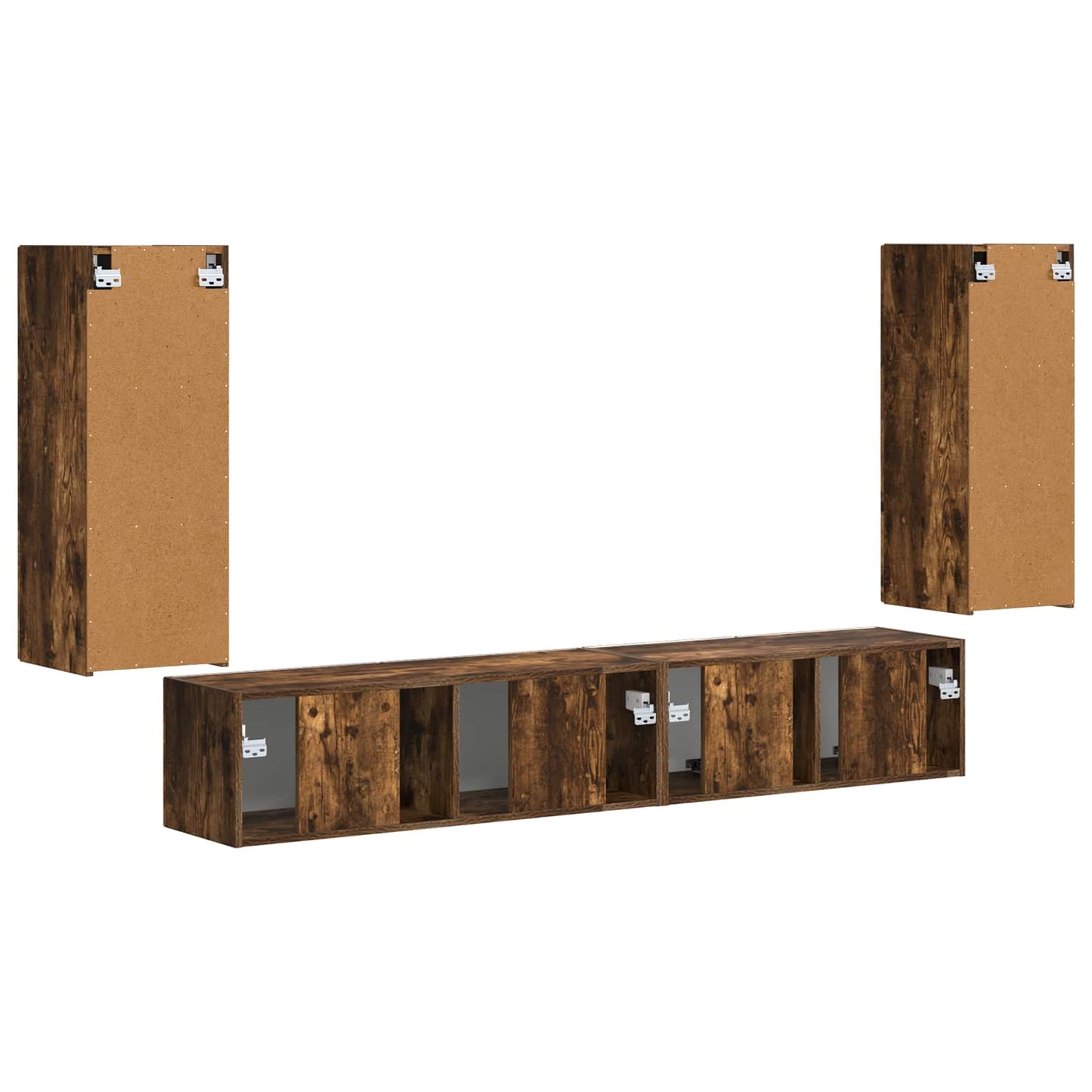 Tv-meubelset 4 pcs Gerookt eiken Bewerkt hout is nu te koop bij PeponiXL, paradijselijk wonen!