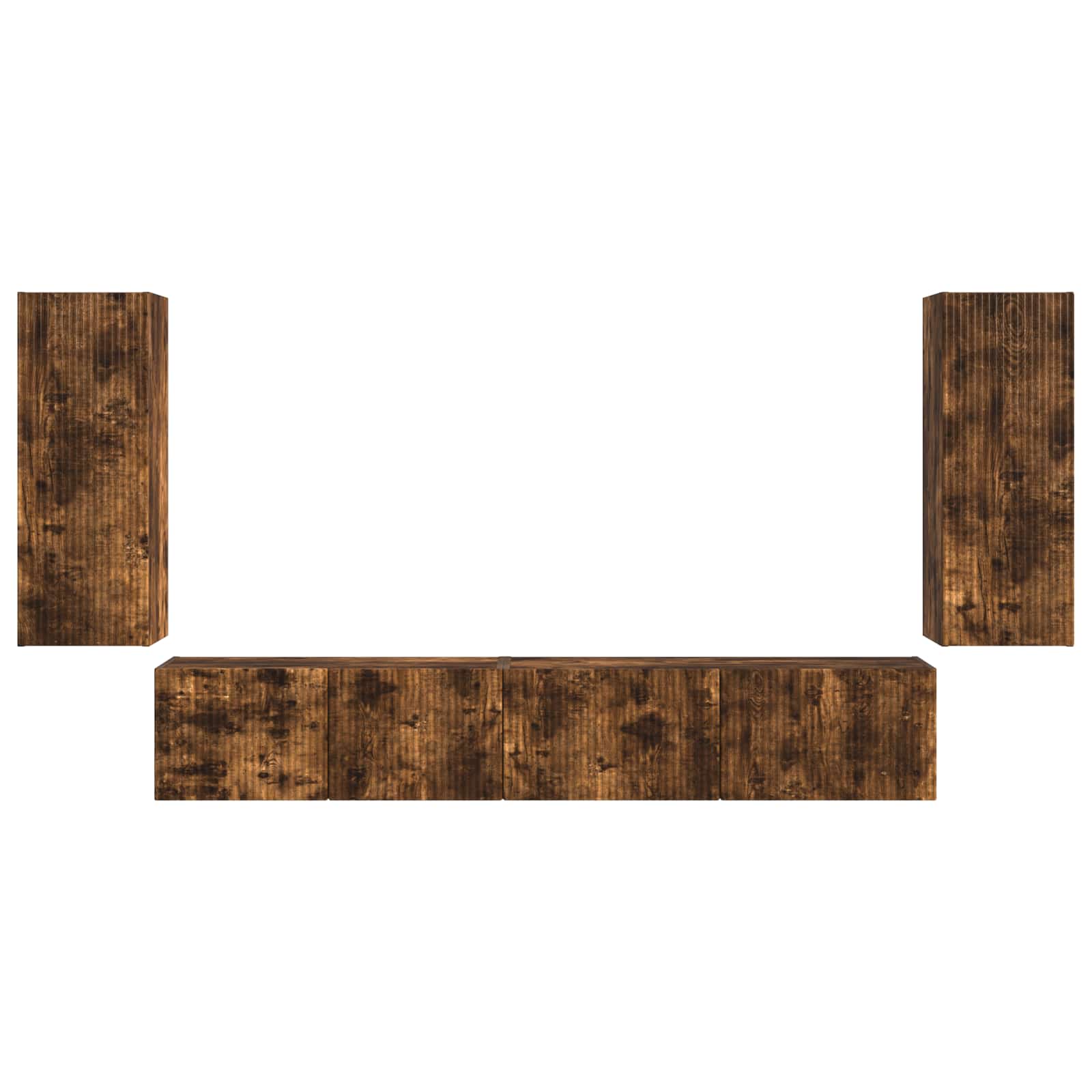 Tv-meubelset 4 pcs Gerookt eiken Bewerkt hout is nu te koop bij PeponiXL, paradijselijk wonen!