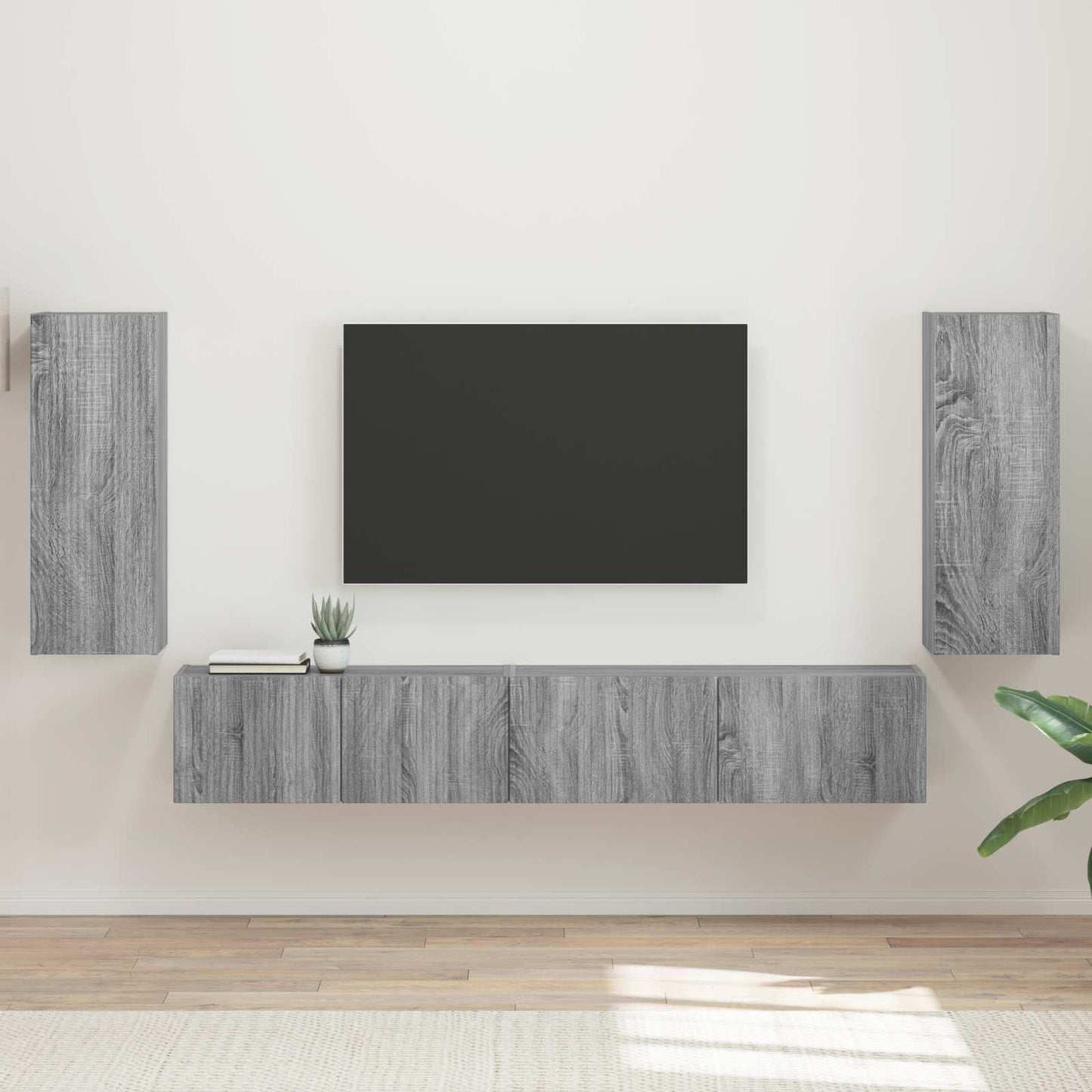 Tv-meubelset 4 pcs Grijs Sonoma Bewerkt hout is nu te koop bij PeponiXL, paradijselijk wonen!