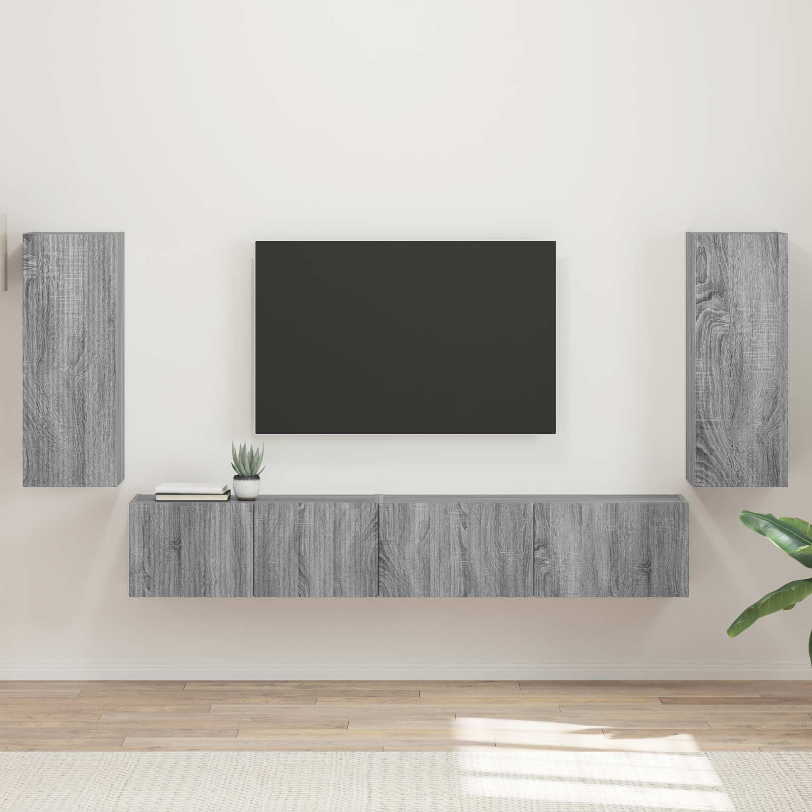 Tv-meubelset 4 pcs Grijs Sonoma Bewerkt hout is nu te koop bij PeponiXL, paradijselijk wonen!
