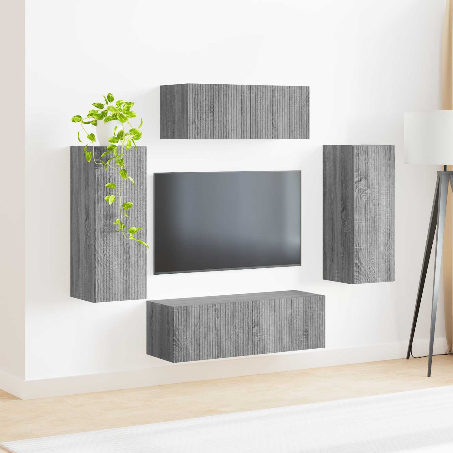 Tv-meubelset 4 pcs Grijs Sonoma Bewerkt hout is nu te koop bij PeponiXL, paradijselijk wonen!