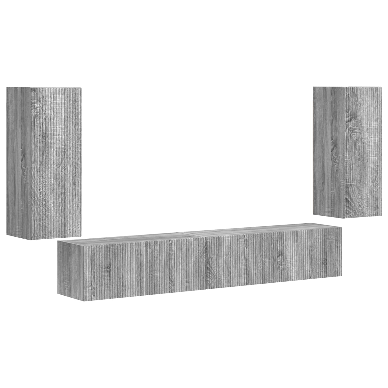 Tv-meubelset 4 pcs Grijs Sonoma Bewerkt hout is nu te koop bij PeponiXL, paradijselijk wonen!
