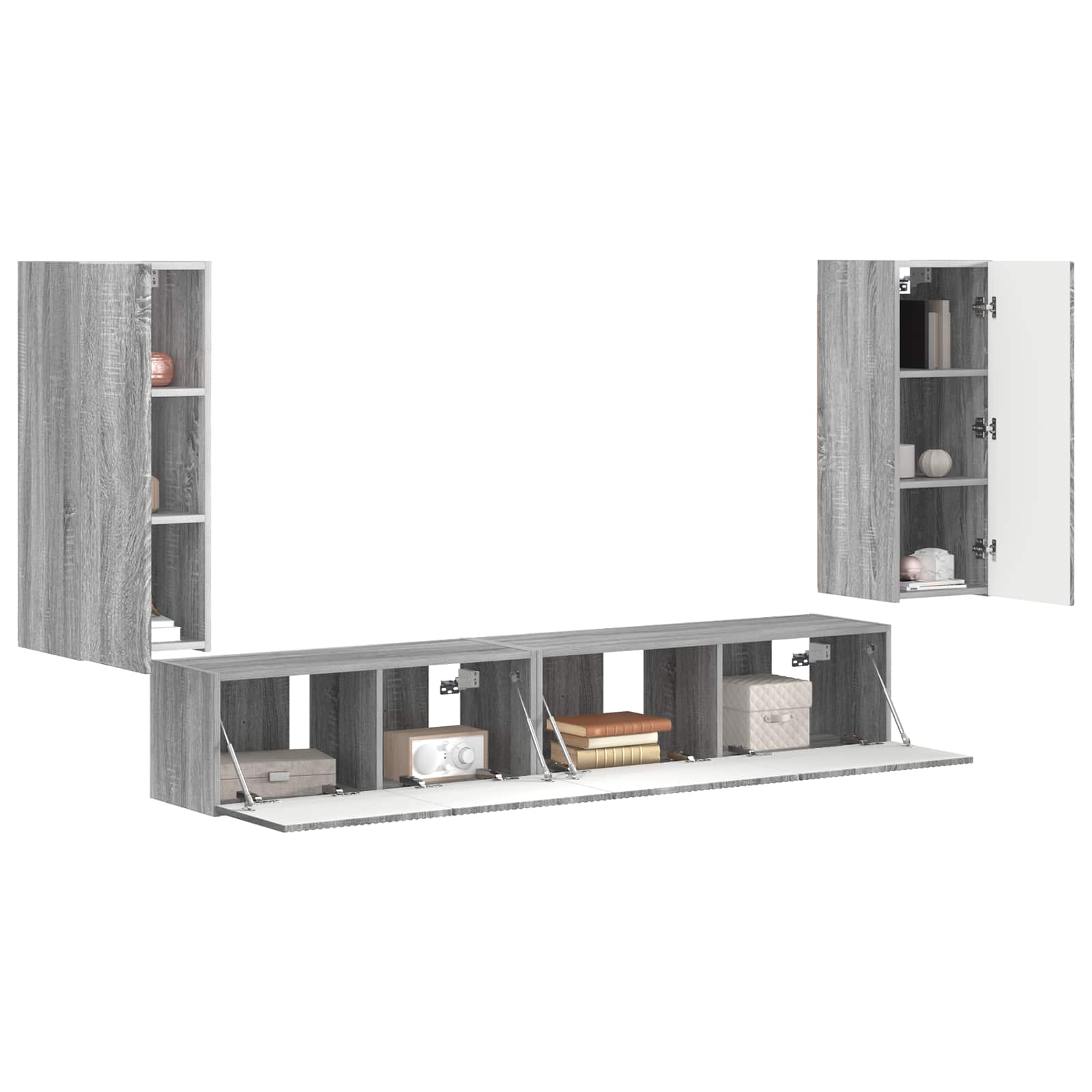 Tv-meubelset 4 pcs Grijs Sonoma Bewerkt hout is nu te koop bij PeponiXL, paradijselijk wonen!