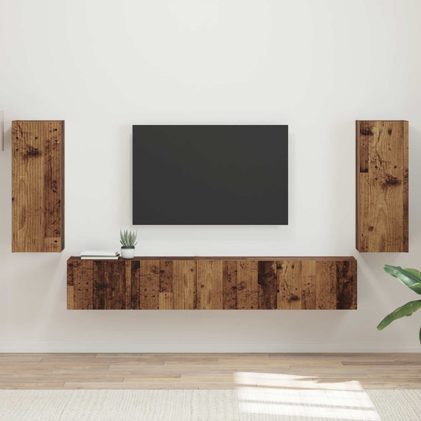 Tv-meubelset 4 pcs Oudhout Bewerkt hout is nu te koop bij PeponiXL, paradijselijk wonen!