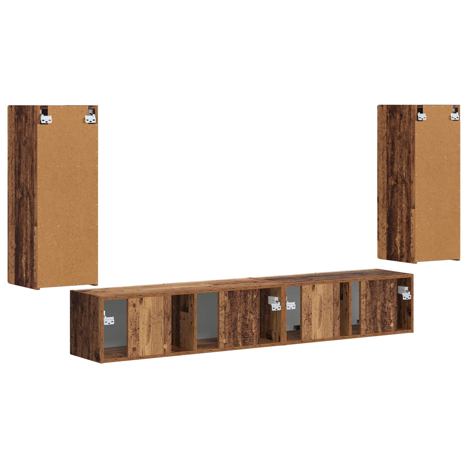 Tv-meubelset 4 pcs Oudhout Bewerkt hout is nu te koop bij PeponiXL, paradijselijk wonen!