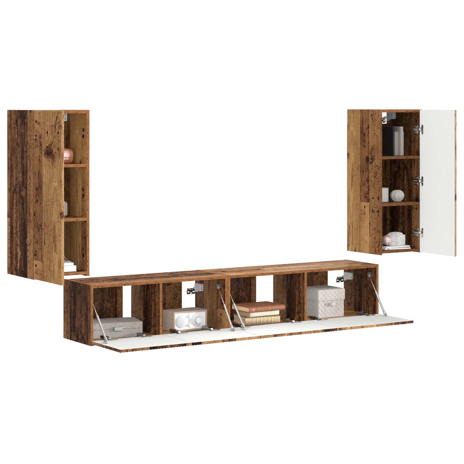 Tv-meubelset 4 pcs Oudhout Bewerkt hout is nu te koop bij PeponiXL, paradijselijk wonen!