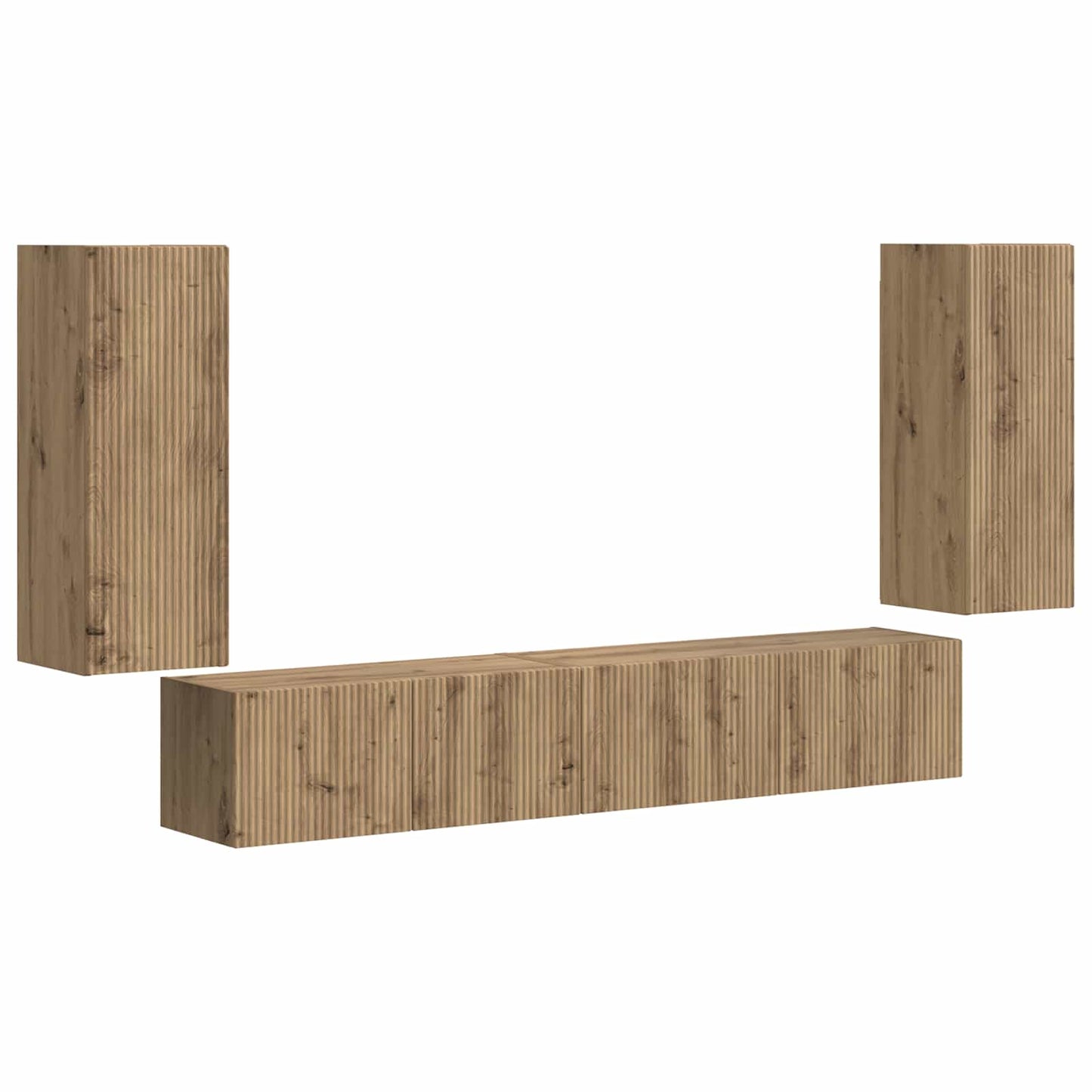Tv-meubelset 4 pcs Artisan Eiken Bewerkt hout is nu te koop bij PeponiXL, paradijselijk wonen!