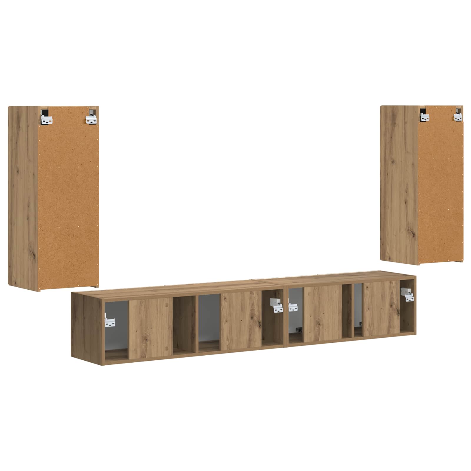 Tv-meubelset 4 pcs Artisan Eiken Bewerkt hout is nu te koop bij PeponiXL, paradijselijk wonen!