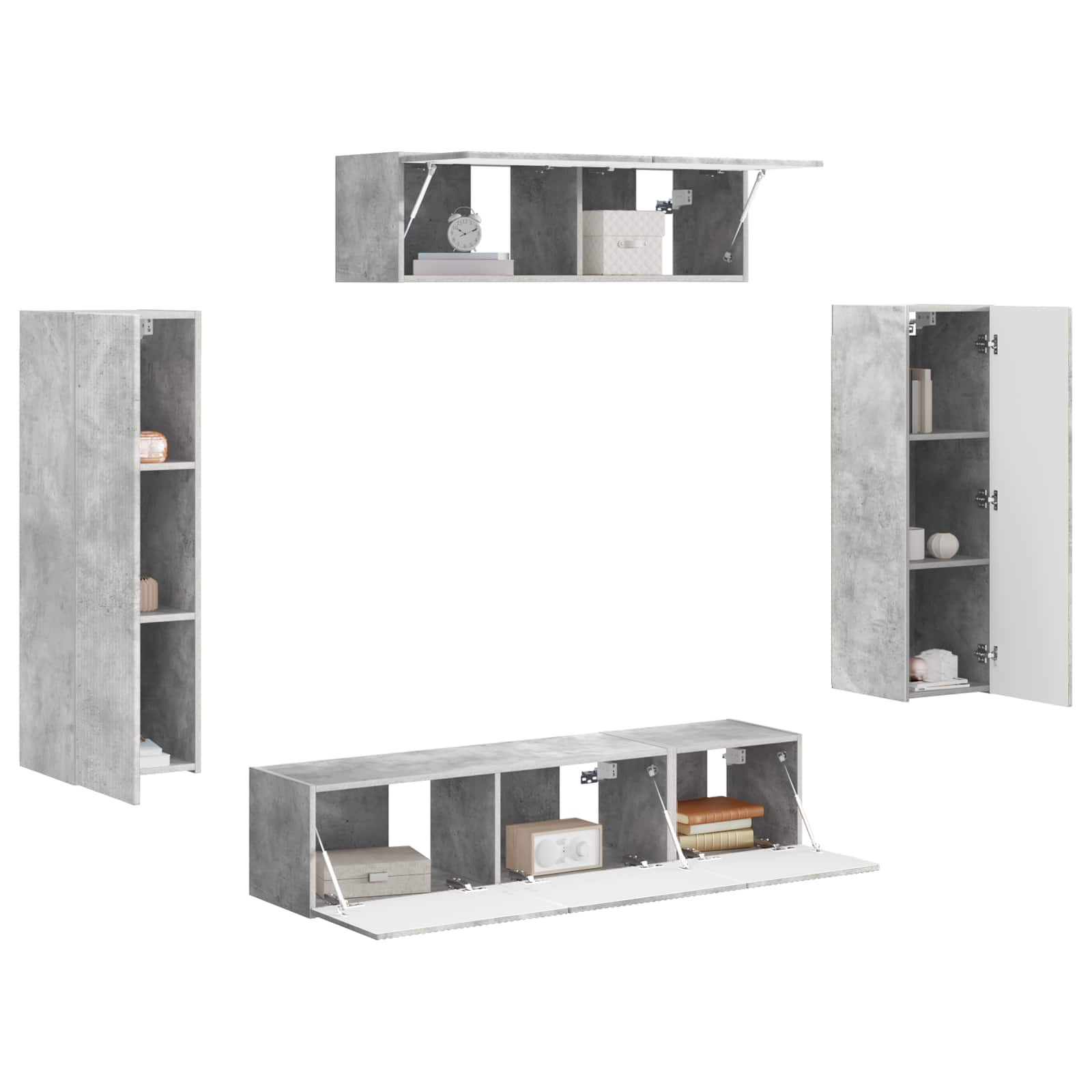 TV-kast 5 pcs Beton Grijs is nu te koop bij PeponiXL, paradijselijk wonen!