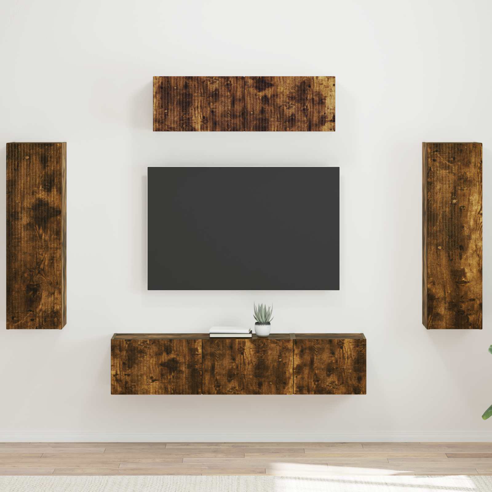TV-kast 5 pcs Gerookt eiken is nu te koop bij PeponiXL, paradijselijk wonen!