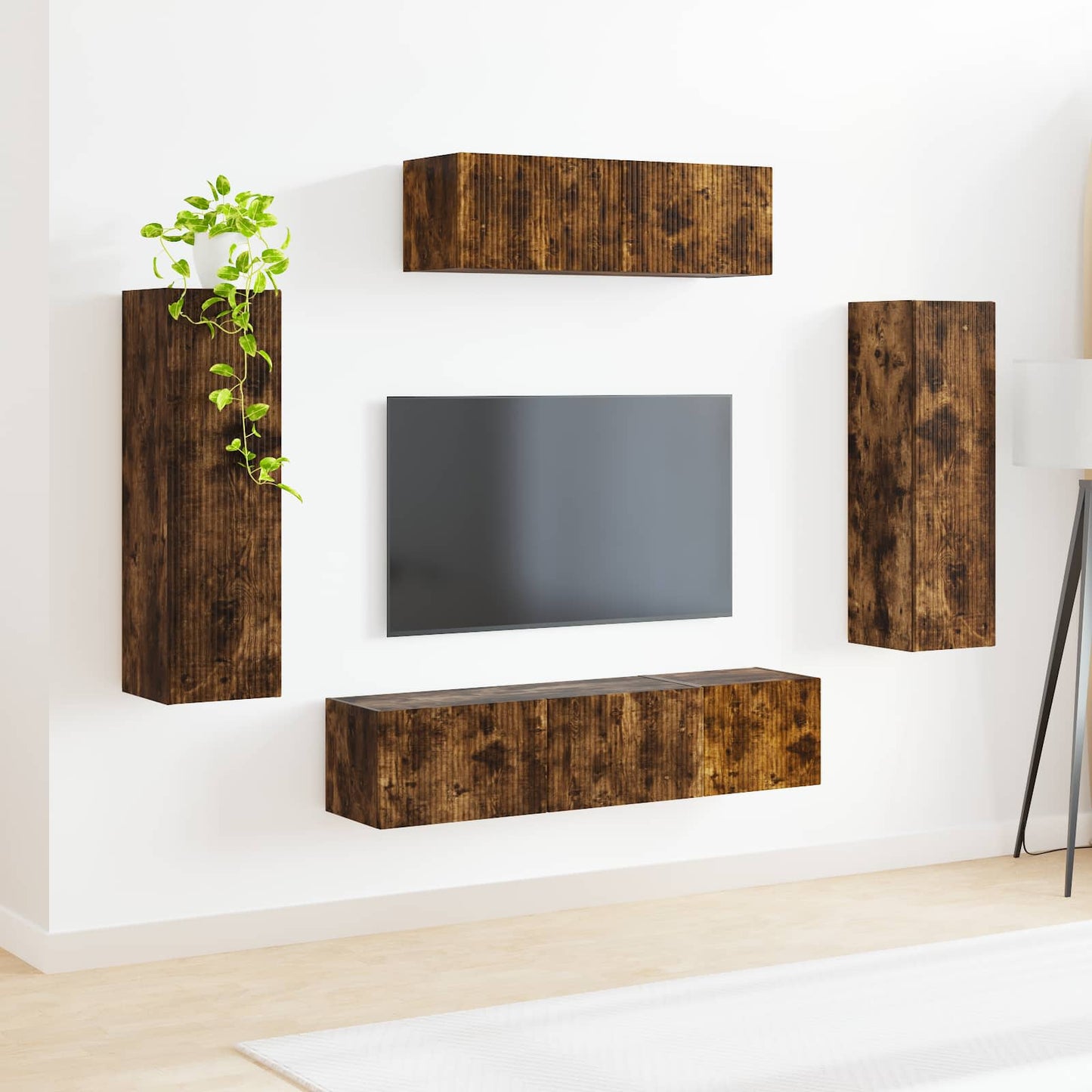 TV-kast 5 pcs Gerookt eiken is nu te koop bij PeponiXL, paradijselijk wonen!