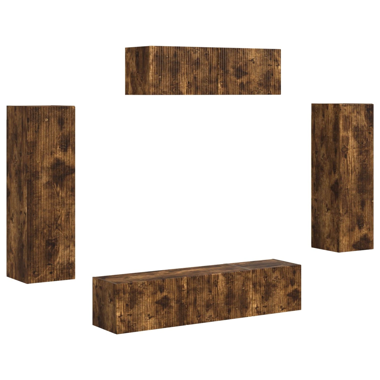 TV-kast 5 pcs Gerookt eiken is nu te koop bij PeponiXL, paradijselijk wonen!