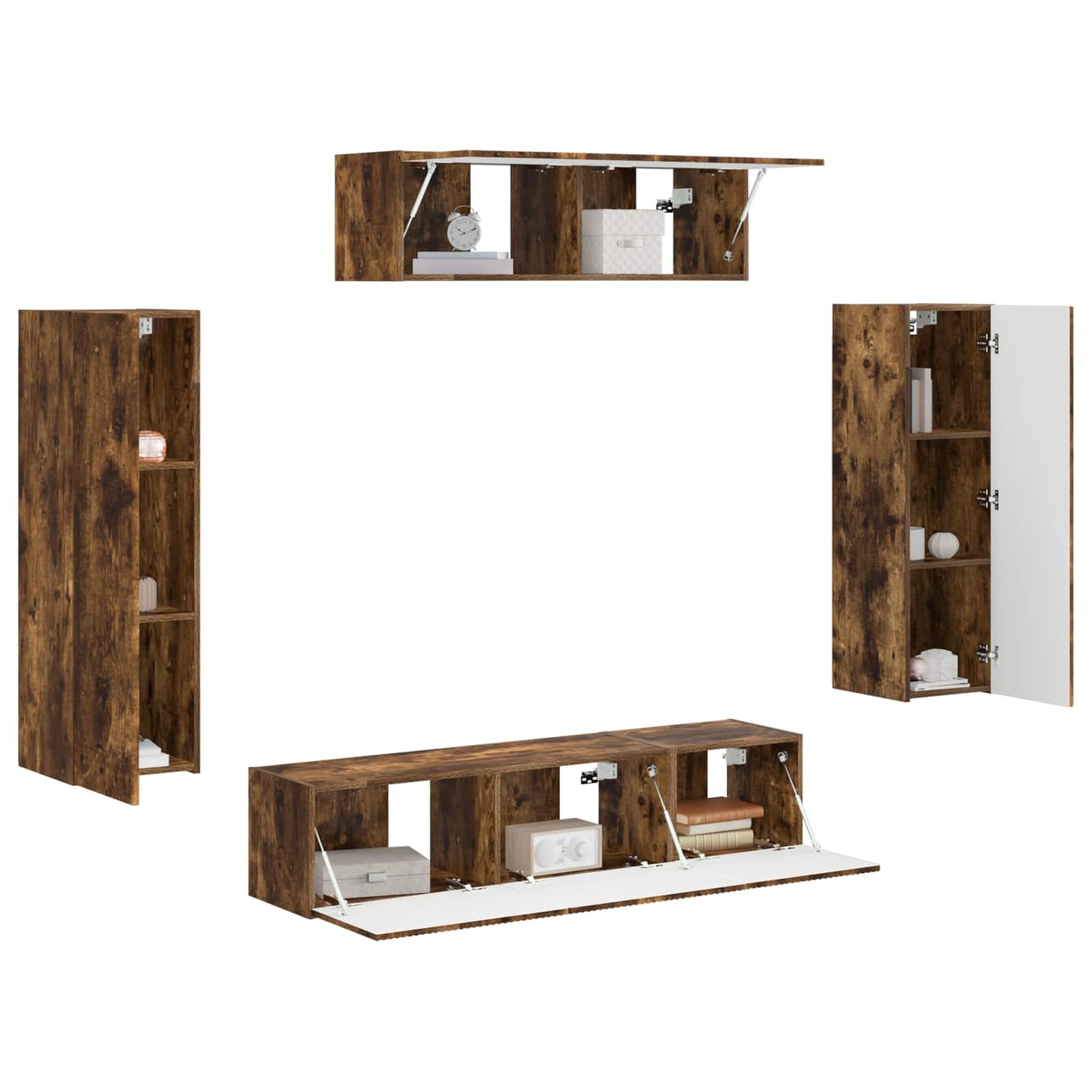 TV-kast 5 pcs Gerookt eiken is nu te koop bij PeponiXL, paradijselijk wonen!