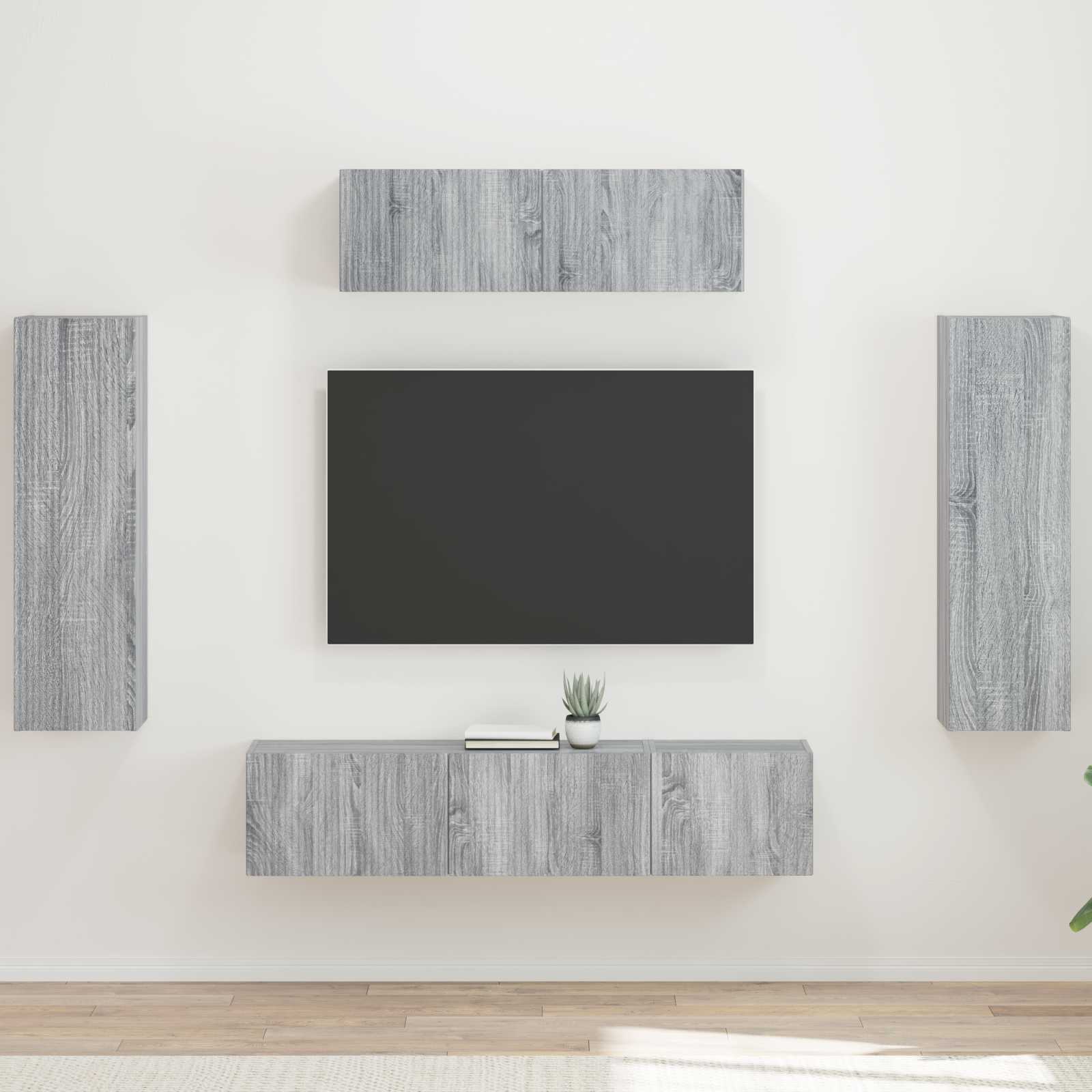 TV-kast 5 pcs Grijs Sonoma is nu te koop bij PeponiXL, paradijselijk wonen!
