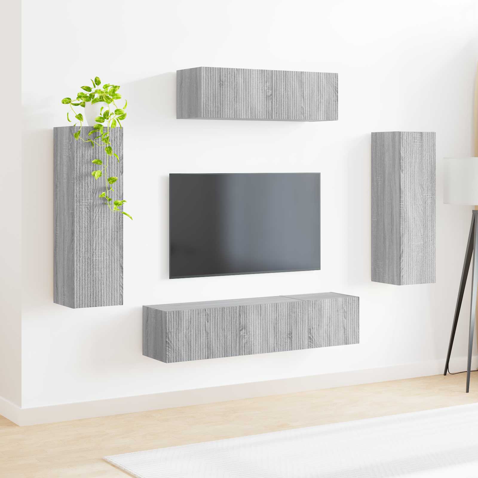 TV-kast 5 pcs Grijs Sonoma is nu te koop bij PeponiXL, paradijselijk wonen!