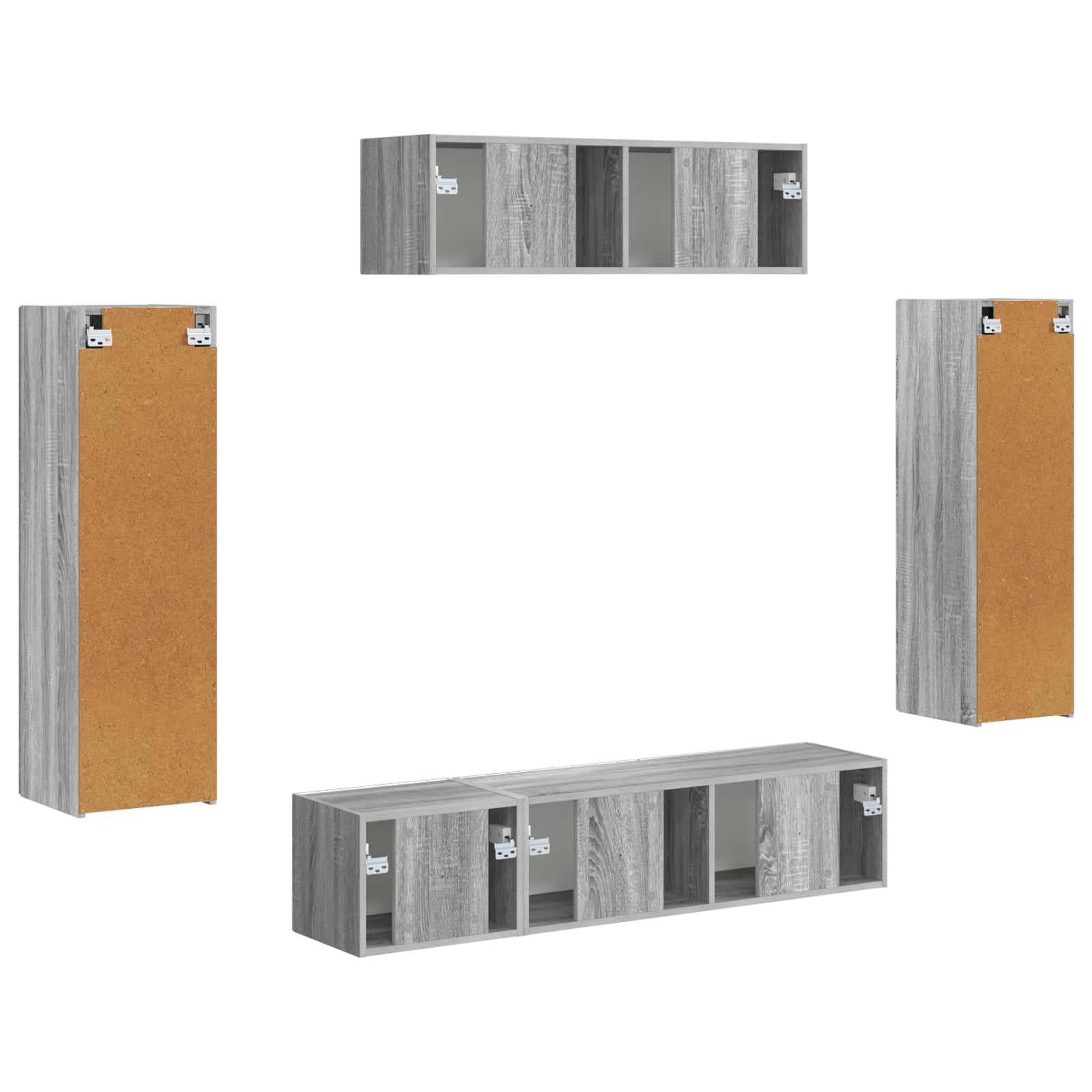 TV-kast 5 pcs Grijs Sonoma is nu te koop bij PeponiXL, paradijselijk wonen!