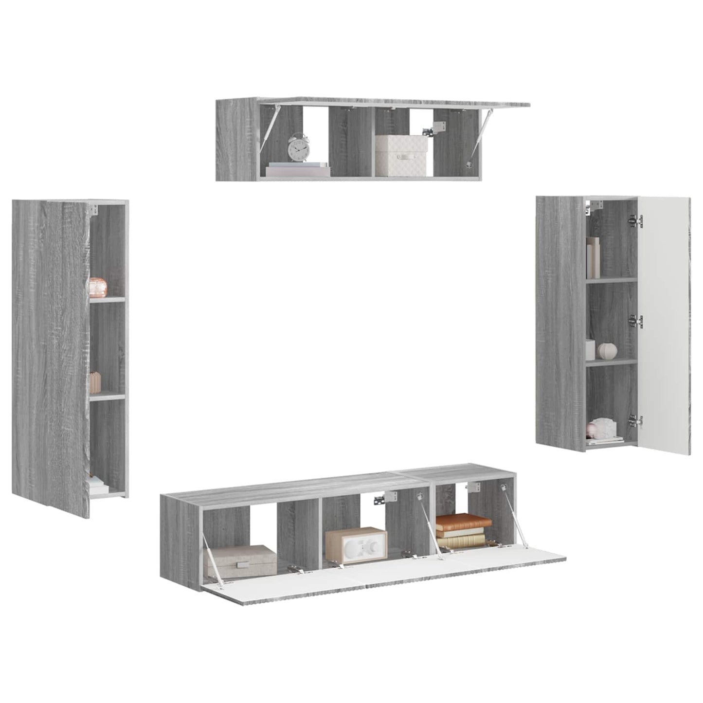 TV-kast 5 pcs Grijs Sonoma is nu te koop bij PeponiXL, paradijselijk wonen!