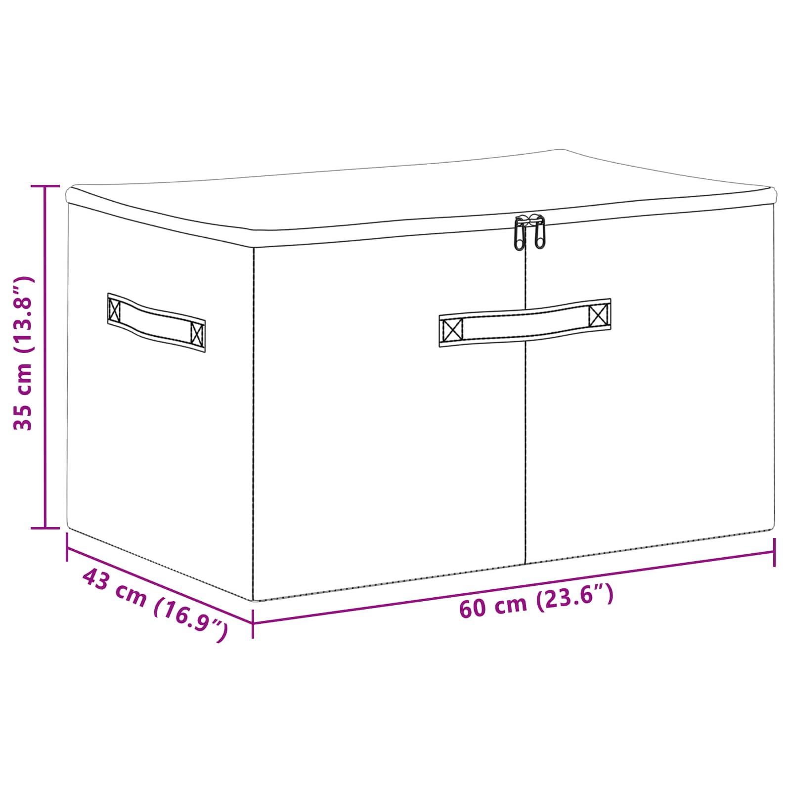 Opbergbox Grijs 60 x 43 x 35 cm Nonwoven stof is nu te koop bij PeponiXL, paradijselijk wonen!