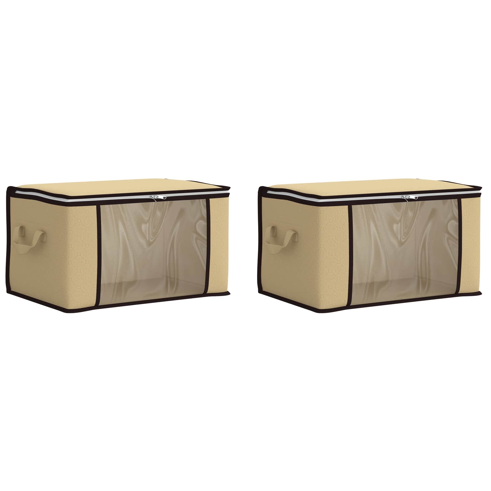 Opbergdoos met Transparante Zijraam 2 pcs Crèmekleurig is nu te koop bij PeponiXL, paradijselijk wonen!