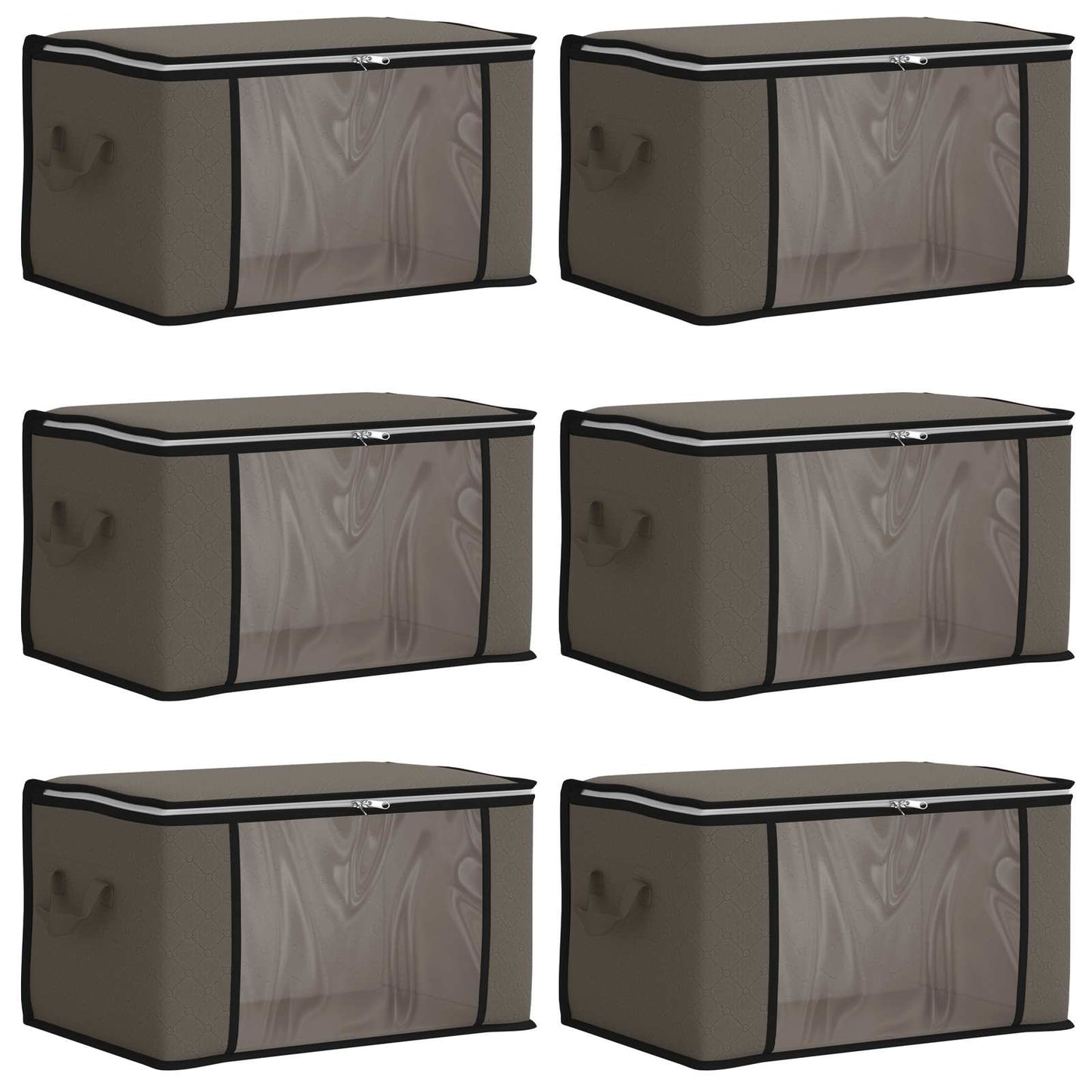 Opbergdoos met Transparante Zijraam 6 pcs Grijs 50 x 30 x 25 cm is nu te koop bij PeponiXL, paradijselijk wonen!