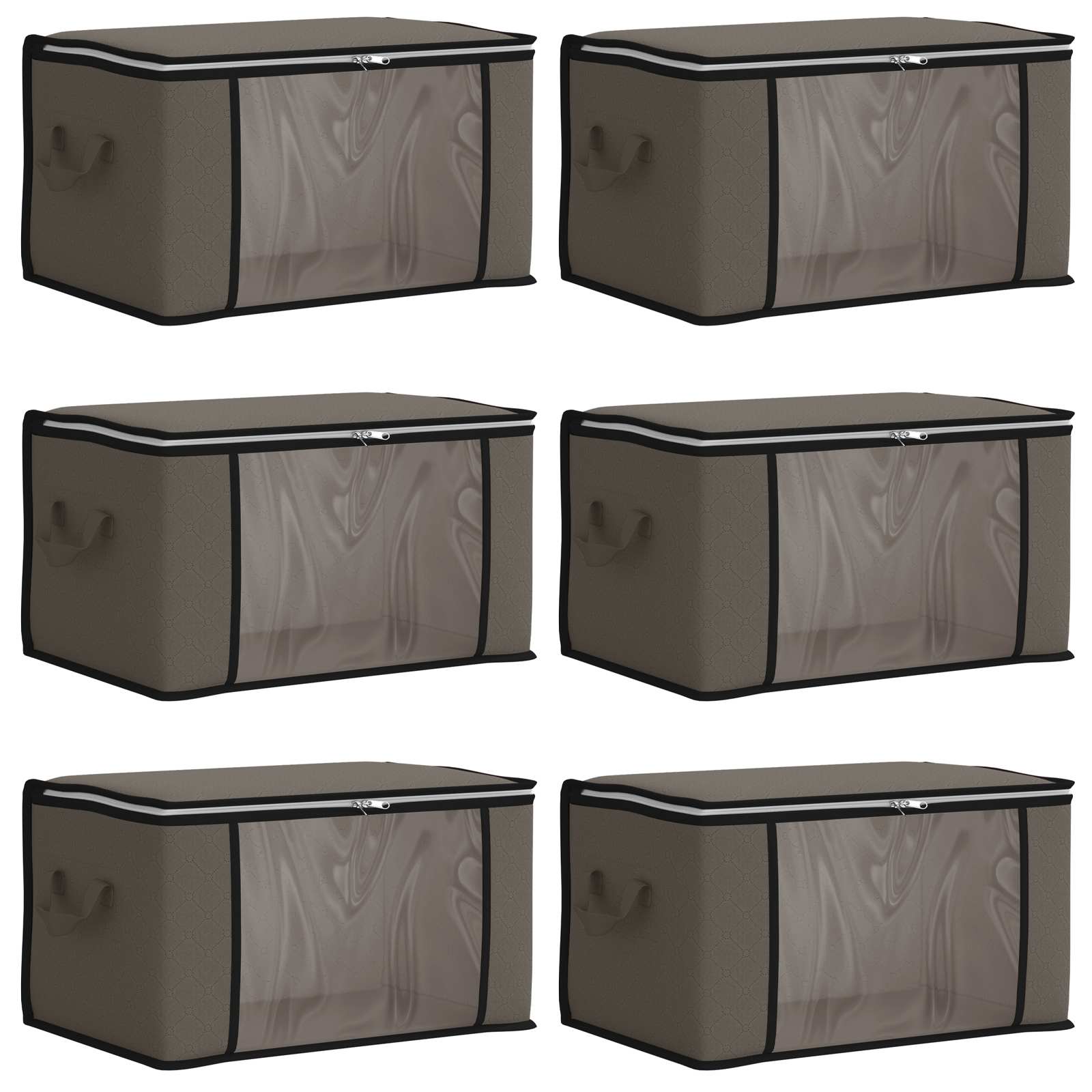 Opbergdoos met Transparante Zijraam 6 pcs Grijs 70 x 40 x 18 cm is nu te koop bij PeponiXL, paradijselijk wonen!