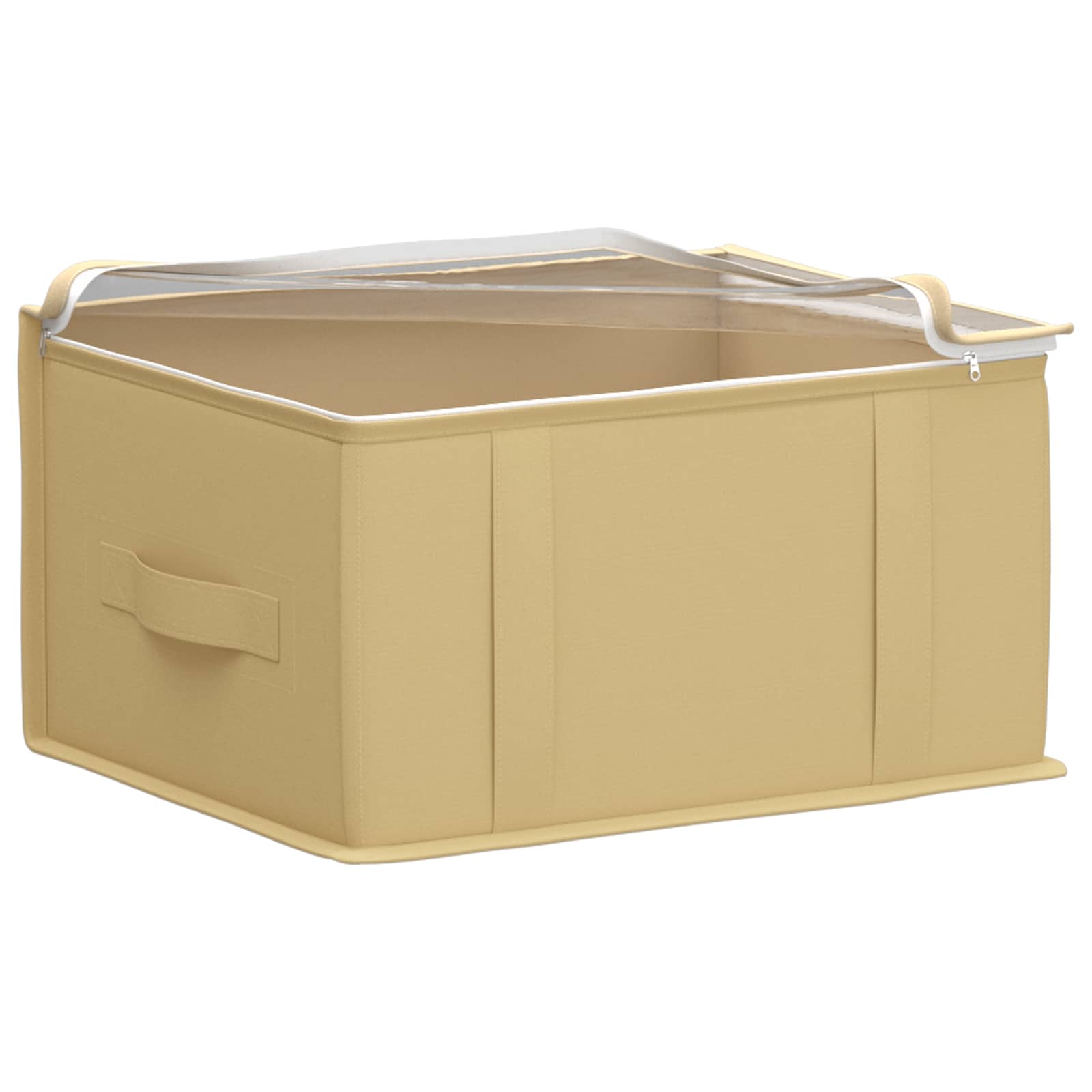 Opbergdoos met transparant bovenraam Crèmekleurig Nonwoven stof is nu te koop bij PeponiXL, paradijselijk wonen!