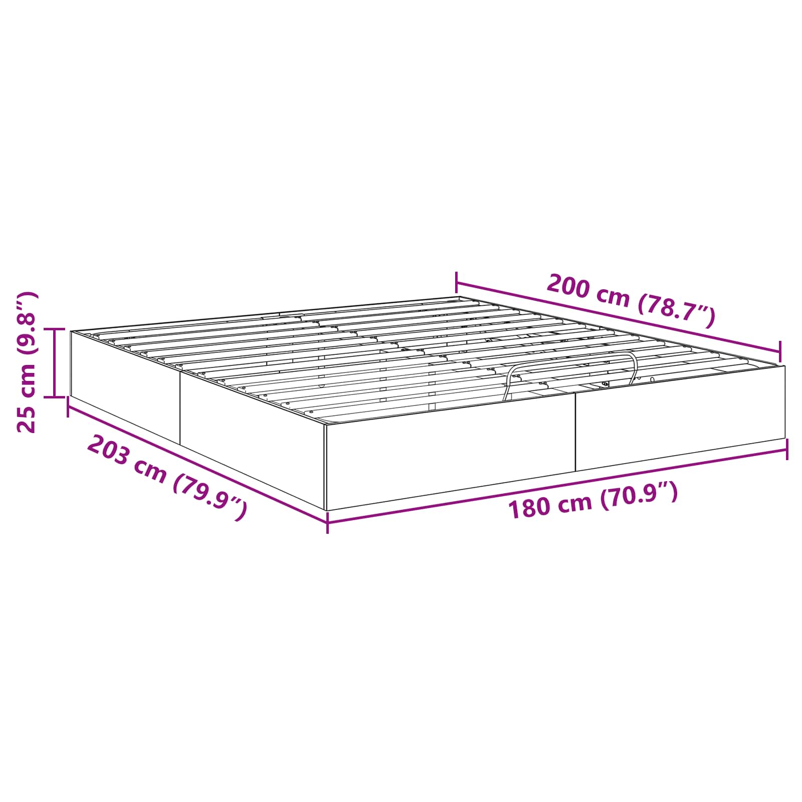 Ottoman Bedframe met opslag Grijze Sonoma 203 x 180 x 25 cm is nu te koop bij PeponiXL, paradijselijk wonen!