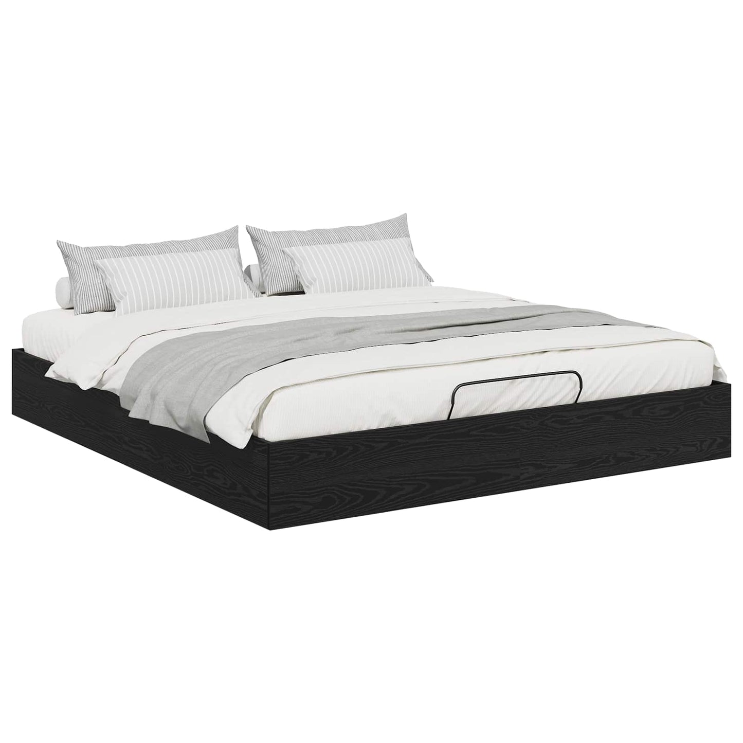 Ottoman Bedframe met opslag Zwarte Eik 203 x 160 x 25 cm is nu te koop bij PeponiXL, paradijselijk wonen!