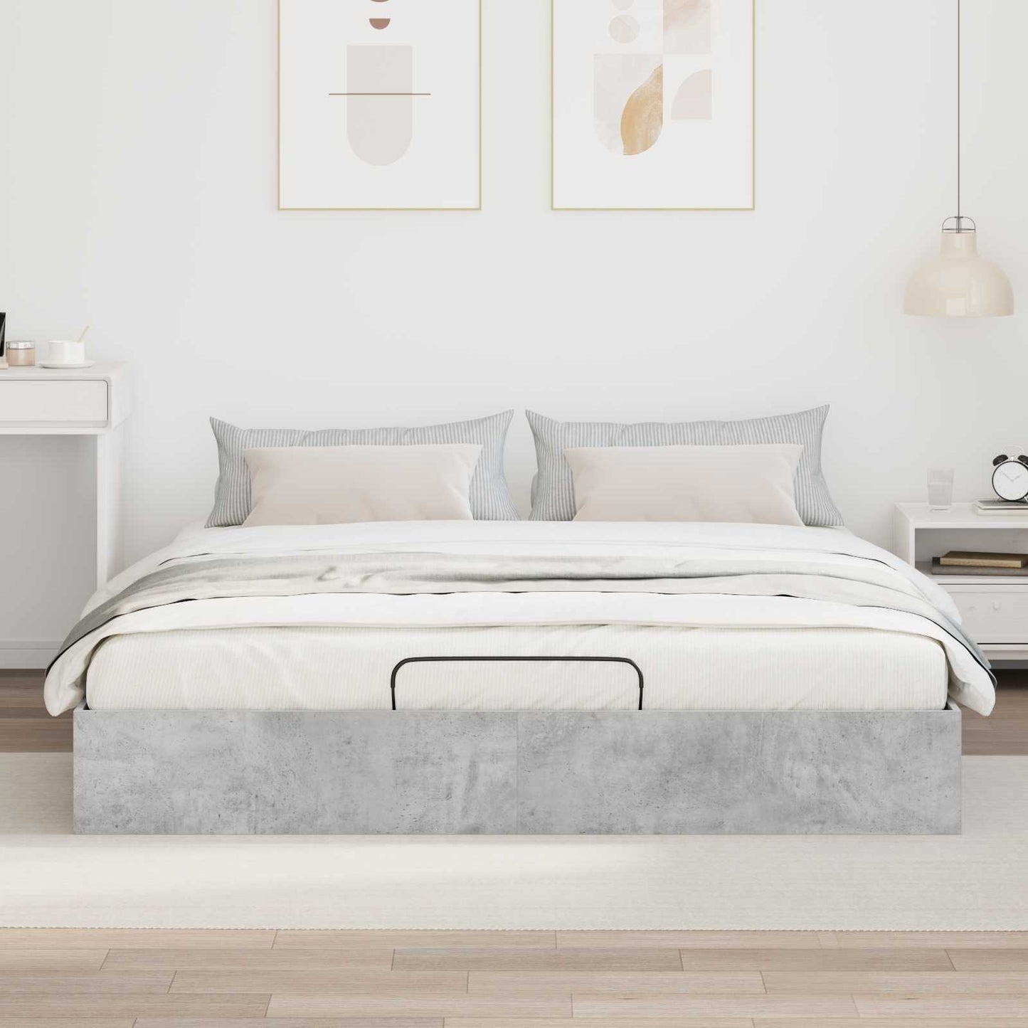 Ottoman Bedframe Beton Grijs 160 x 200 cm Geconstrueerd hout is nu te koop bij PeponiXL, paradijselijk wonen!