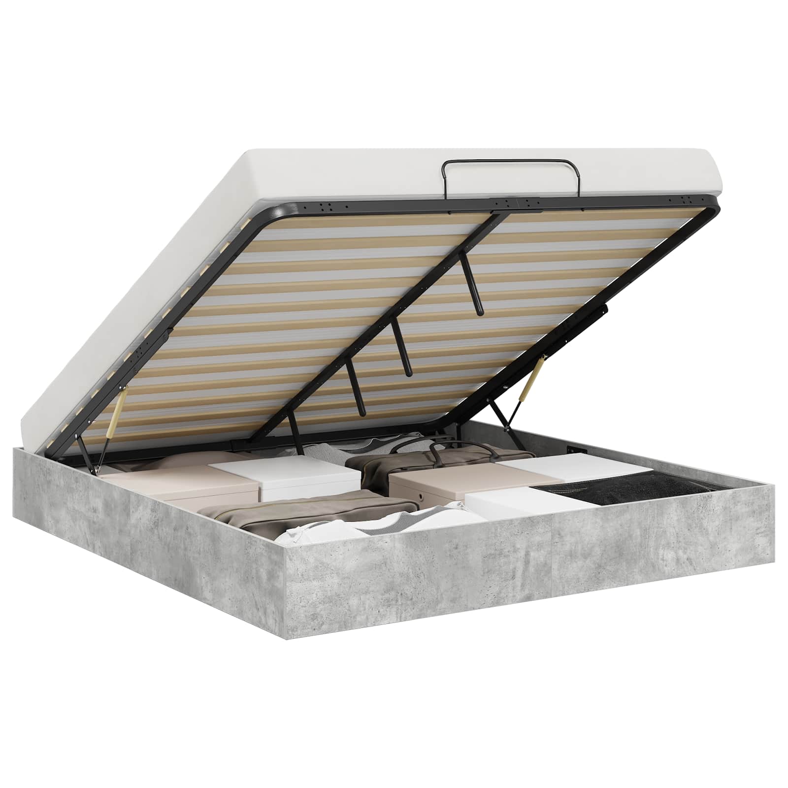 Ottoman Bedframe Beton Grijs 160 x 200 cm Geconstrueerd hout is nu te koop bij PeponiXL, paradijselijk wonen!