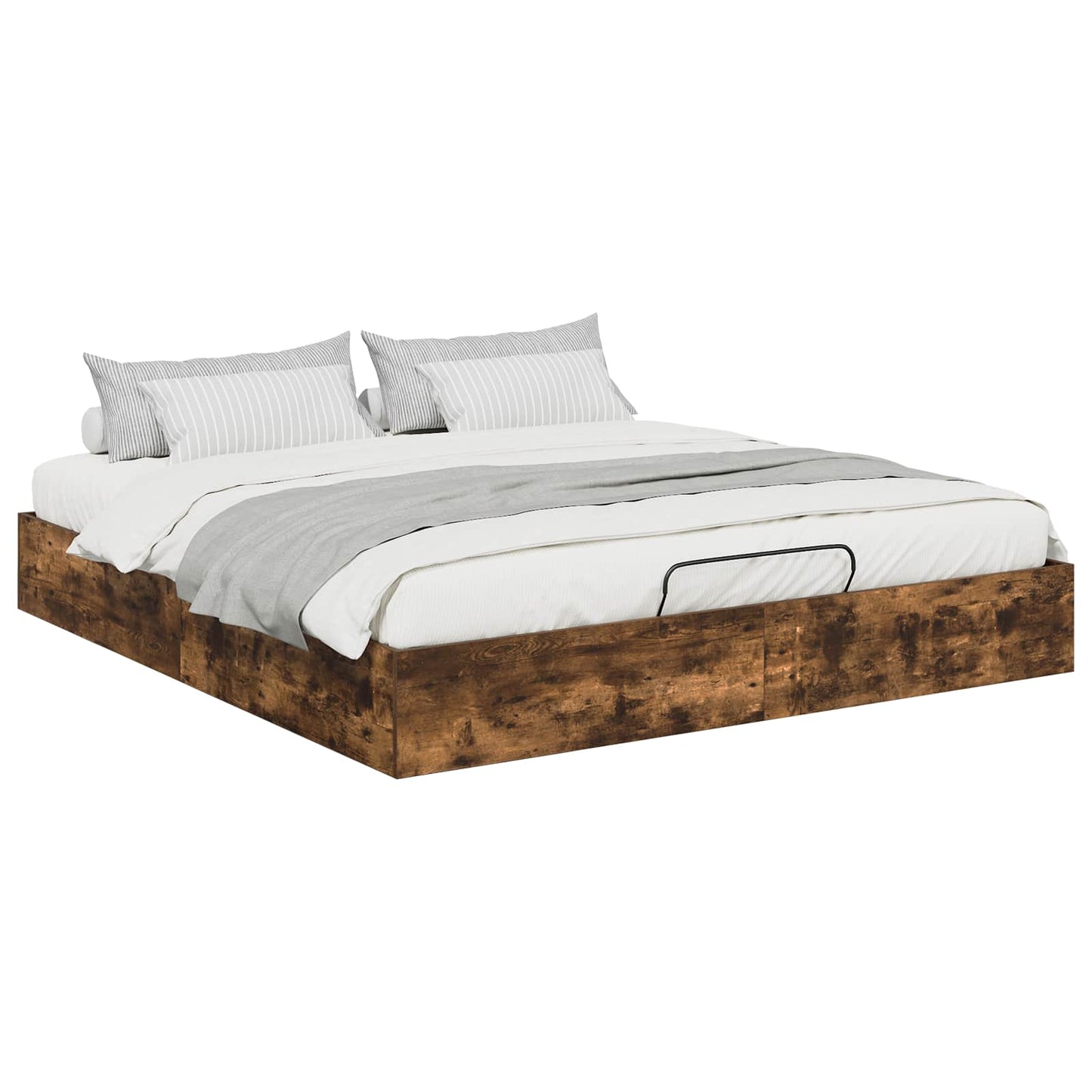 Ottoman Bedframe met opslag Gerookte Eik 203 x 160 x 25 cm is nu te koop bij PeponiXL, paradijselijk wonen!