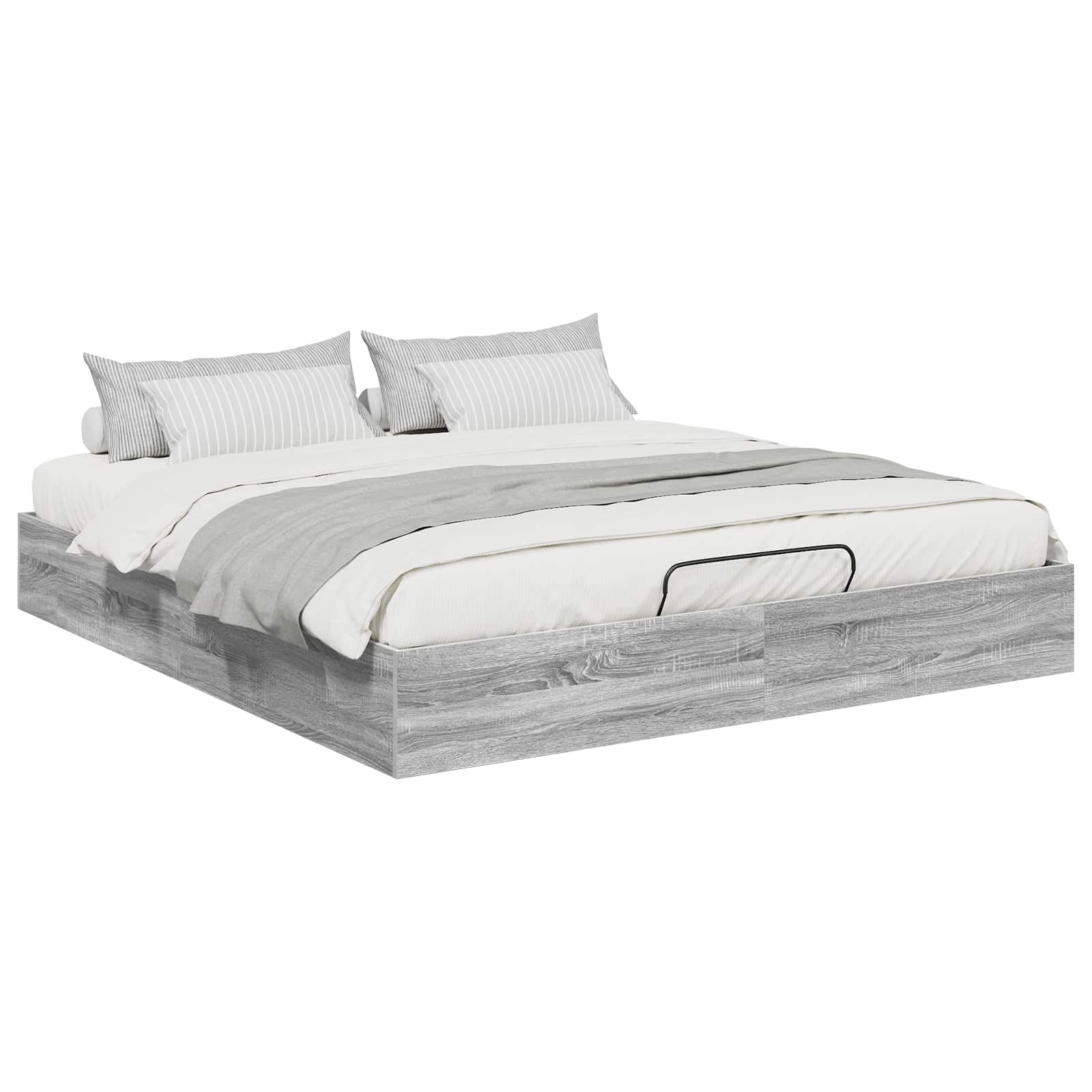 Ottoman Bedframe met opslag Grijze Sonoma 203 x 160 x 25 cm is nu te koop bij PeponiXL, paradijselijk wonen!