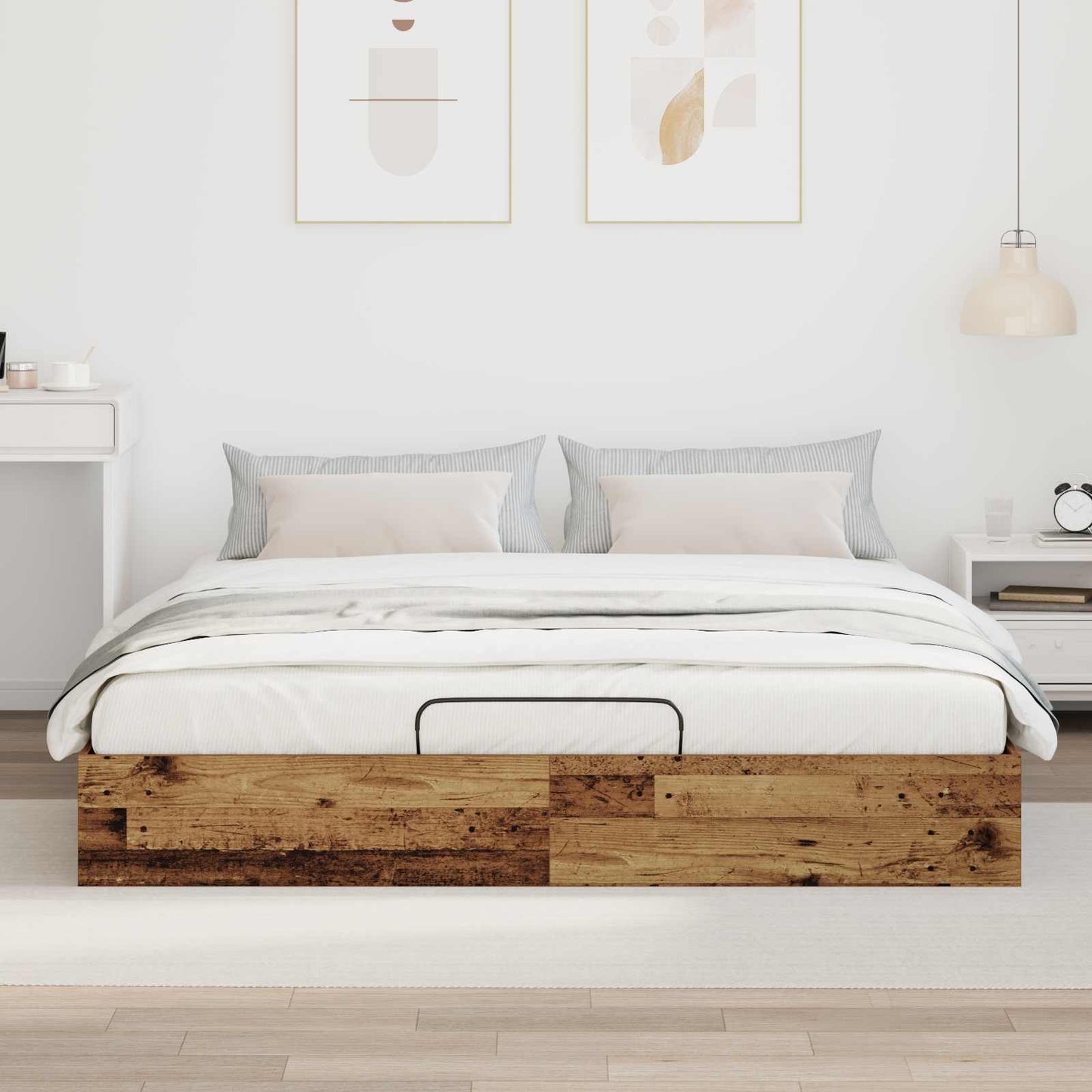 Ottoman Bedframe Oudhout 160 x 200 cm Geconstrueerd hout is nu te koop bij PeponiXL, paradijselijk wonen!
