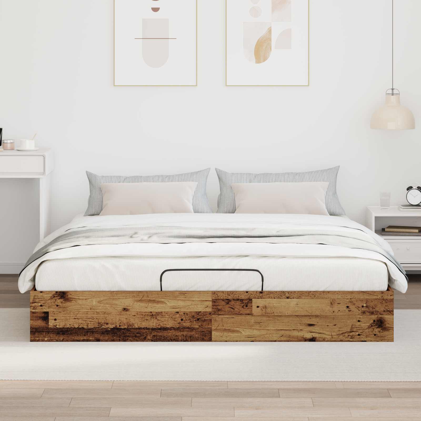 Ottoman Bedframe Oudhout 160 x 200 cm Geconstrueerd hout is nu te koop bij PeponiXL, paradijselijk wonen!