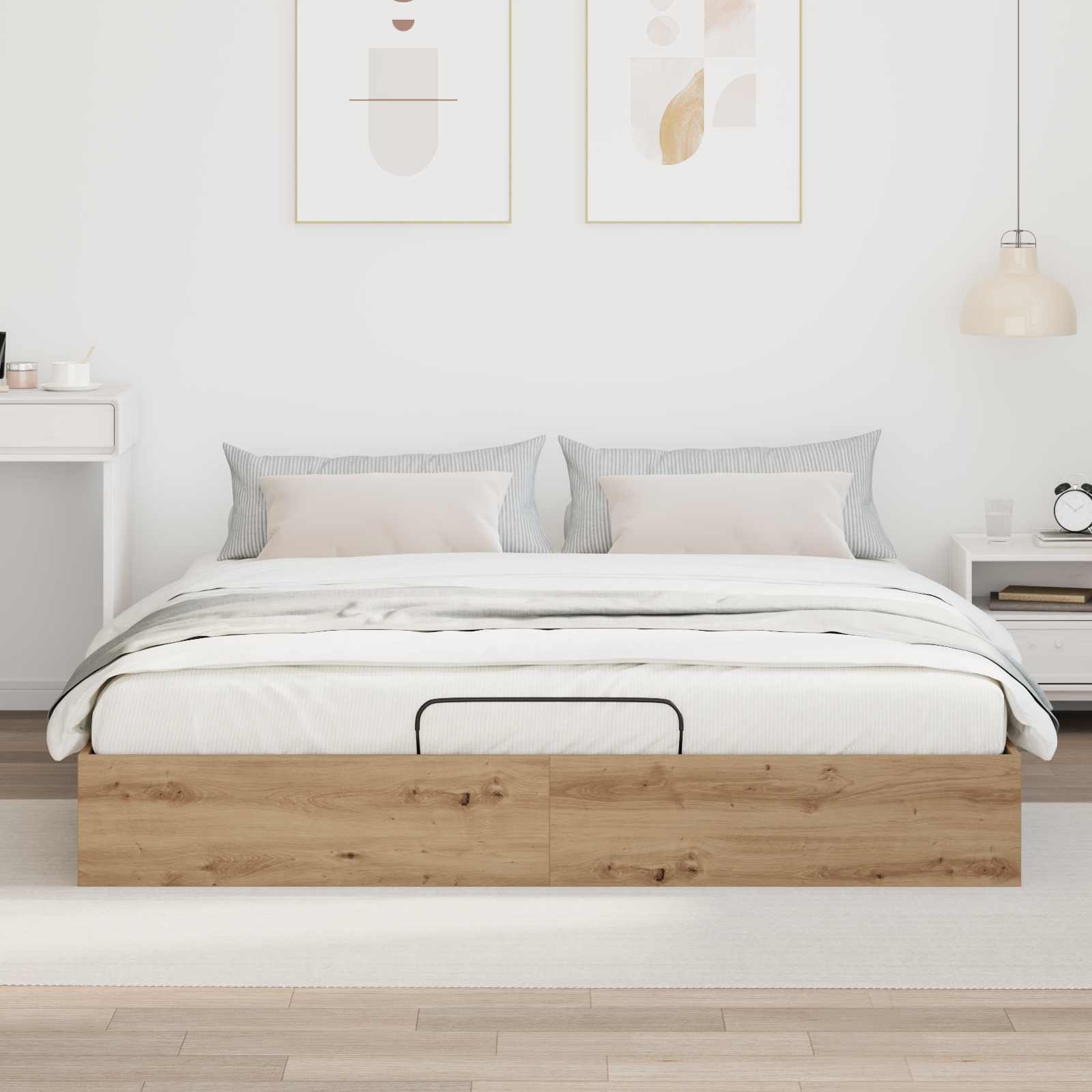 Ottoman Bedframe Ambachtelijk eiken 203 x 160 x 25 cm is nu te koop bij PeponiXL, paradijselijk wonen!