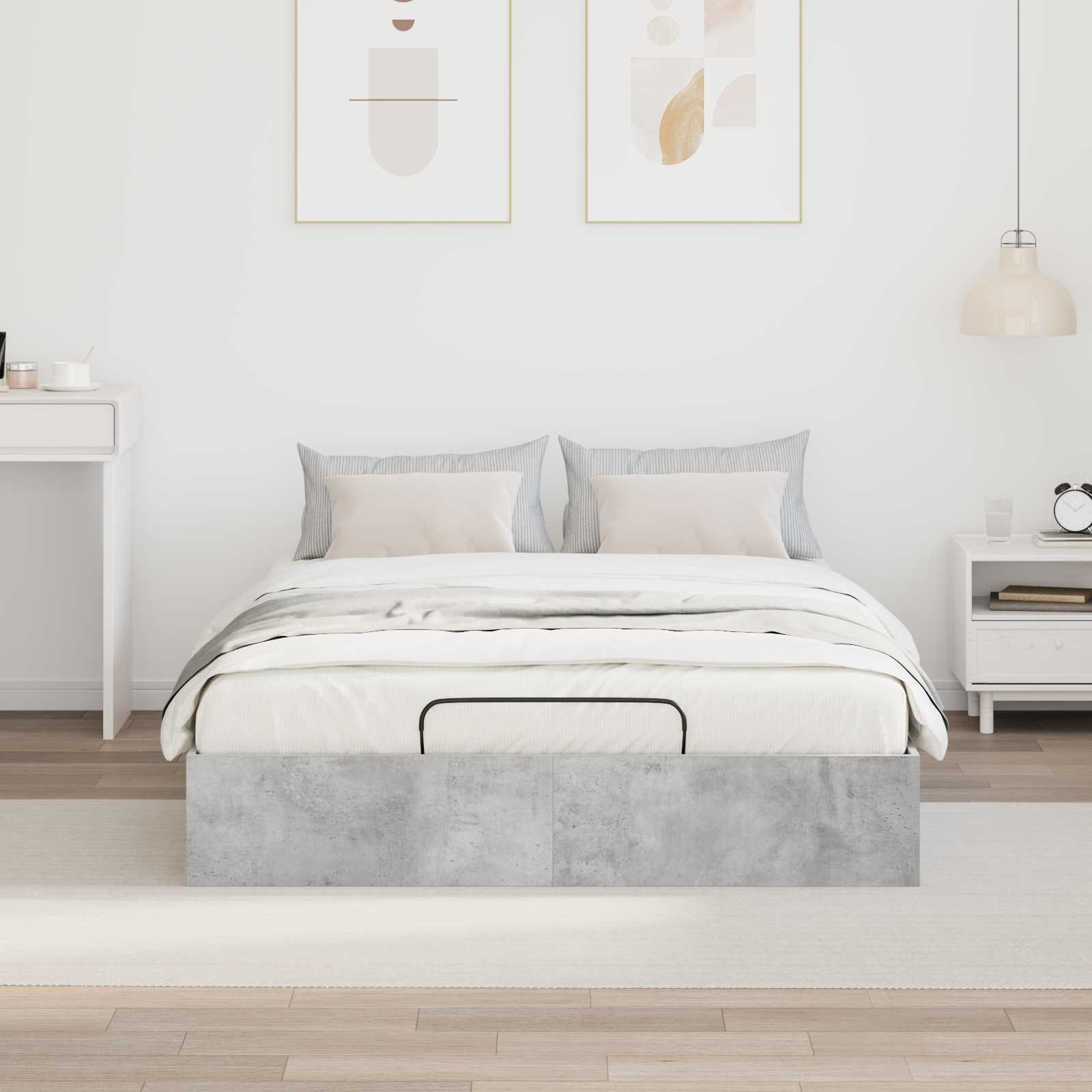 Ottoman Bedframe Beton Grijs 150 x 200 cm Geconstrueerd hout is nu te koop bij PeponiXL, paradijselijk wonen!