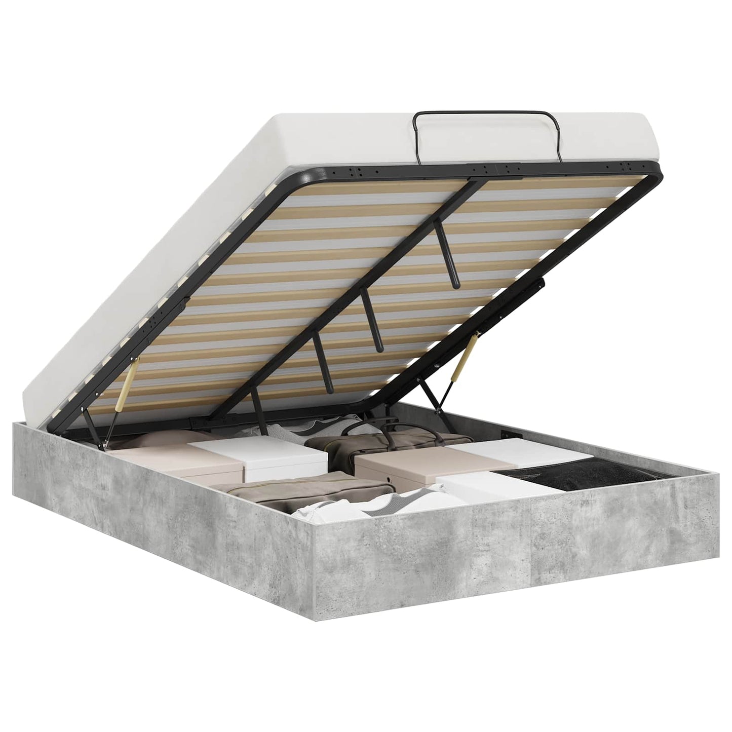Ottoman Bedframe Beton Grijs 150 x 200 cm Geconstrueerd hout is nu te koop bij PeponiXL, paradijselijk wonen!
