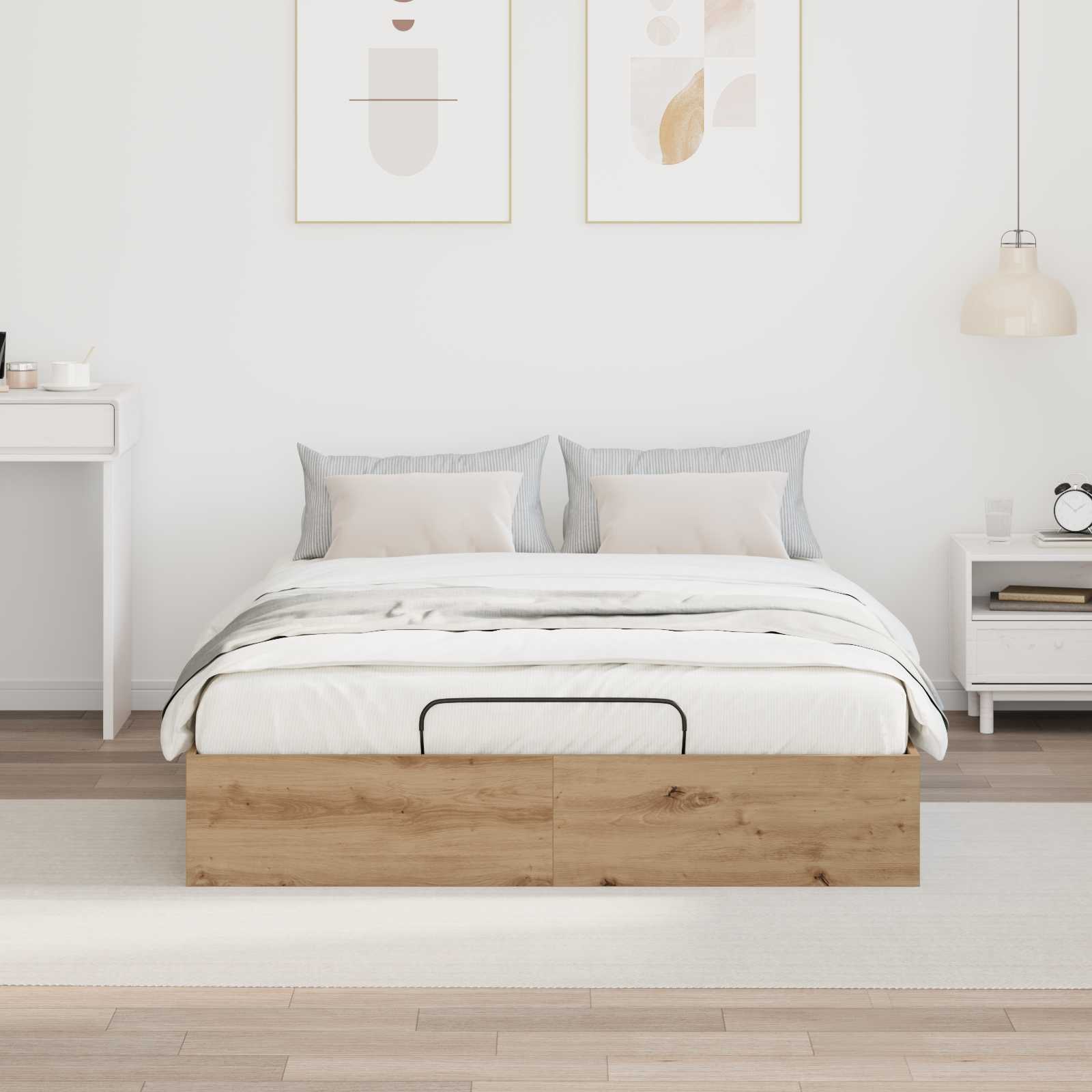Ottoman Bedframe Artisan Eik 150 x 200 cm Geconstrueerd hout is nu te koop bij PeponiXL, paradijselijk wonen!