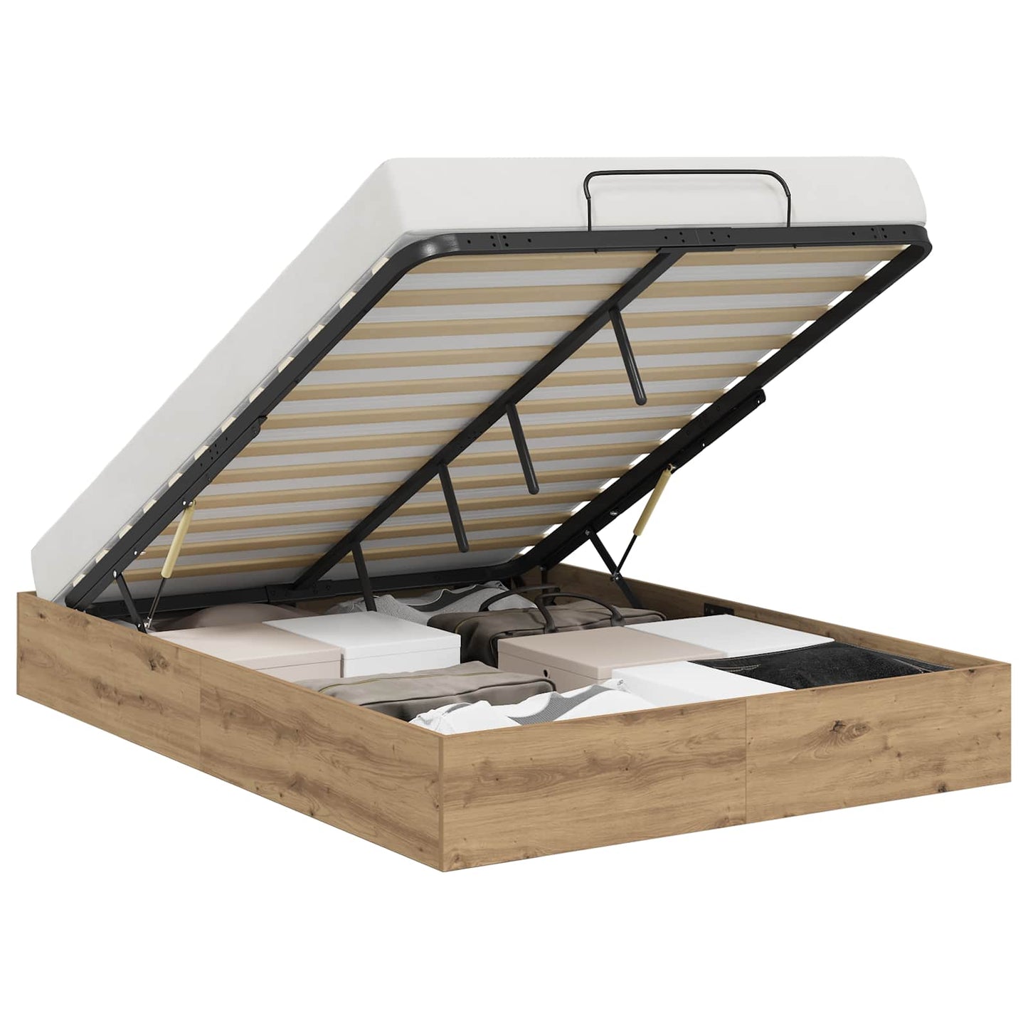 Ottoman Bedframe Artisan Eik 150 x 200 cm Geconstrueerd hout is nu te koop bij PeponiXL, paradijselijk wonen!