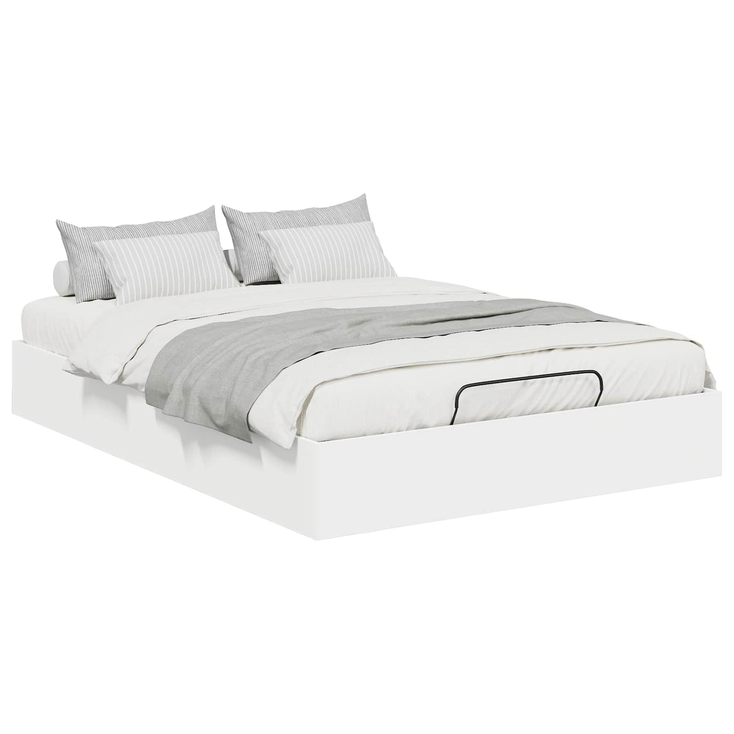 Ottoman Bedframe Wit 203 x 140 x 25 cm Geconstrueerd hout is nu te koop bij PeponiXL, paradijselijk wonen!