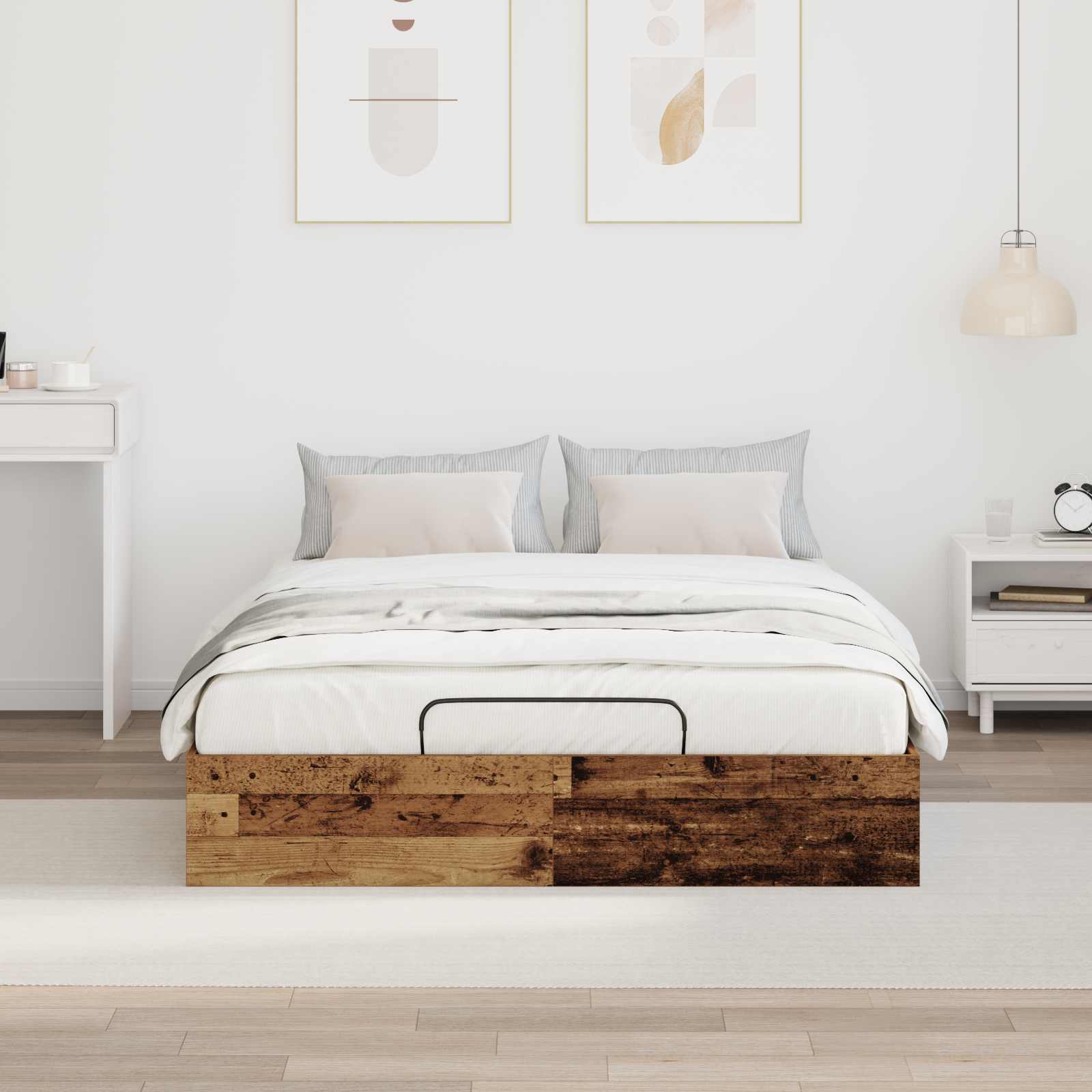 Ottoman Bedframe Oudhout 203 x 140 x 25 cm Geconstrueerd hout is nu te koop bij PeponiXL, paradijselijk wonen!