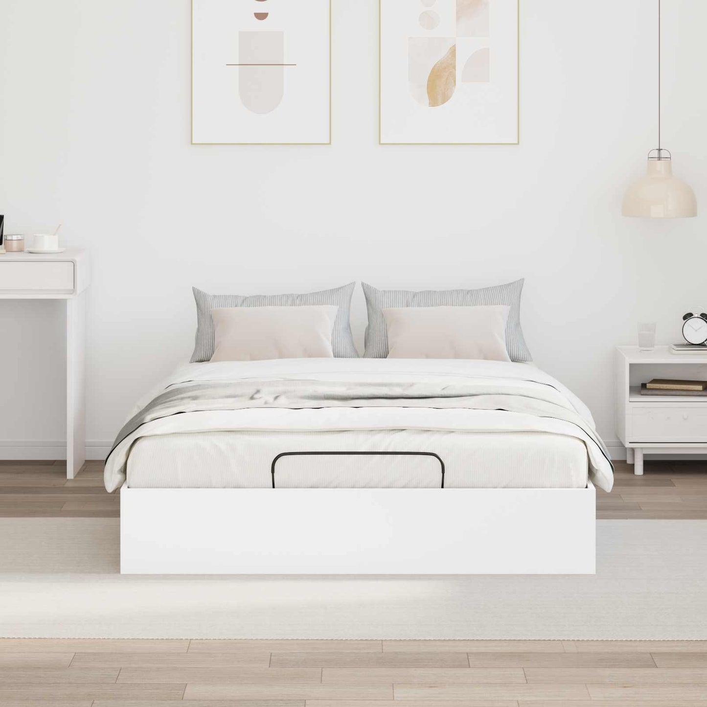 Ottoman Bedframe Wit 203 x 120 x 25 cm Geconstrueerd hout is nu te koop bij PeponiXL, paradijselijk wonen!