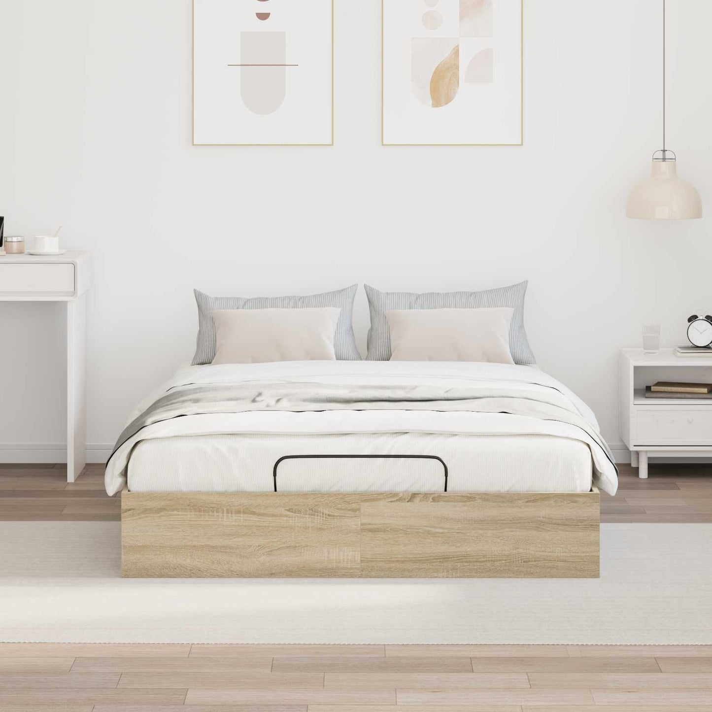 Ottoman Bedframe met opslag Sonoma Eiken 203 x 120 x 25 cm is nu te koop bij PeponiXL, paradijselijk wonen!