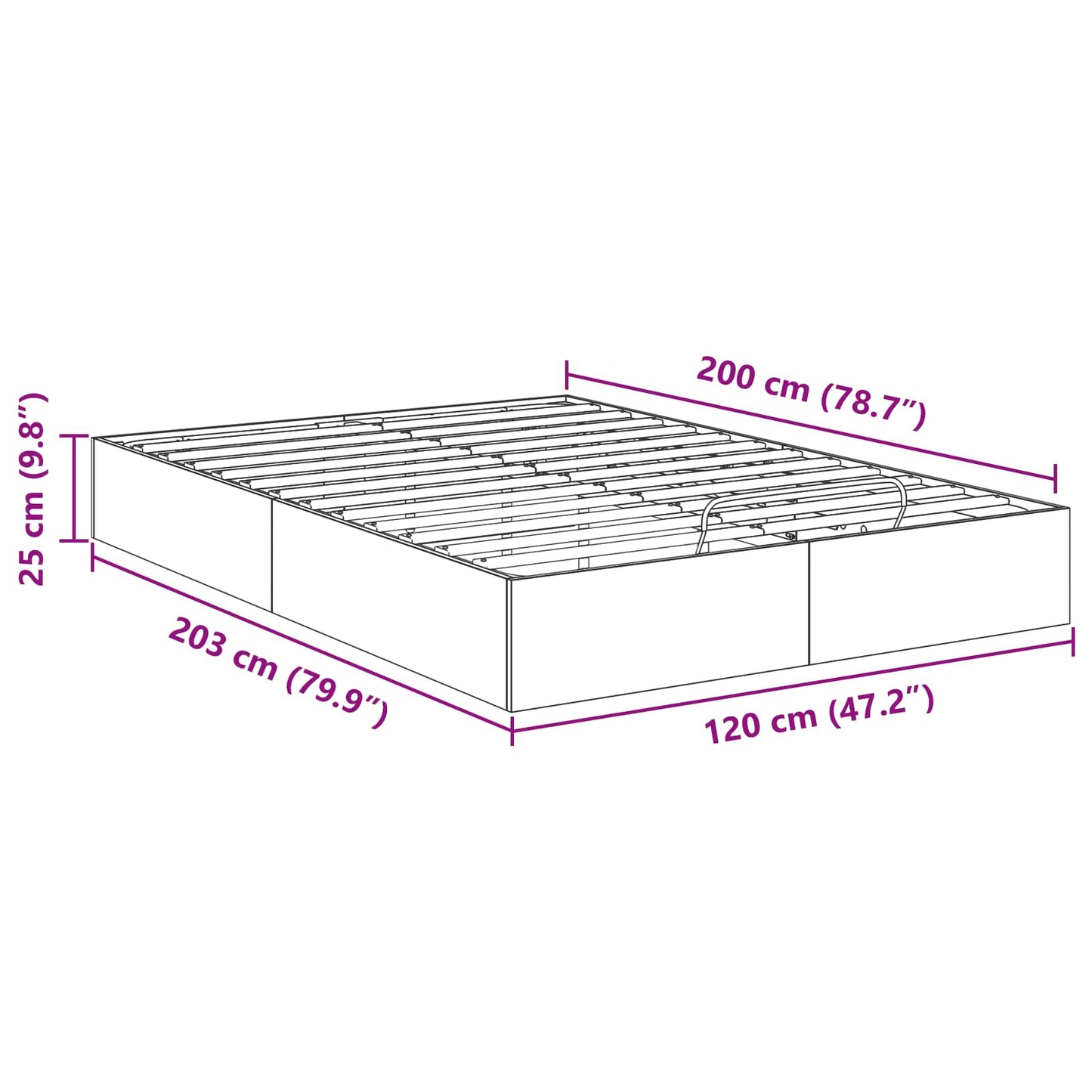 Ottoman Bedframe met opslag Sonoma Eiken 203 x 120 x 25 cm is nu te koop bij PeponiXL, paradijselijk wonen!