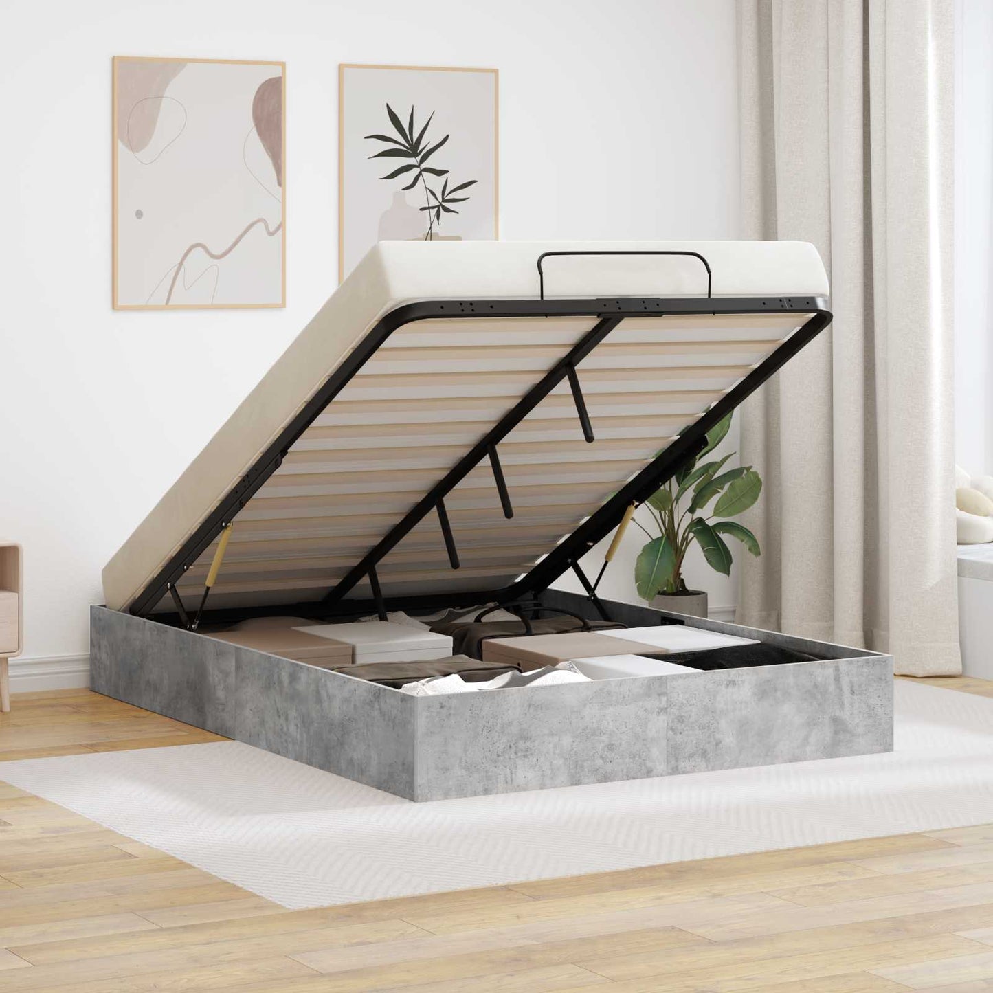 Ottoman Bedframe Beton Grijs 120 x 200 cm Geconstrueerd hout is nu te koop bij PeponiXL, paradijselijk wonen!
