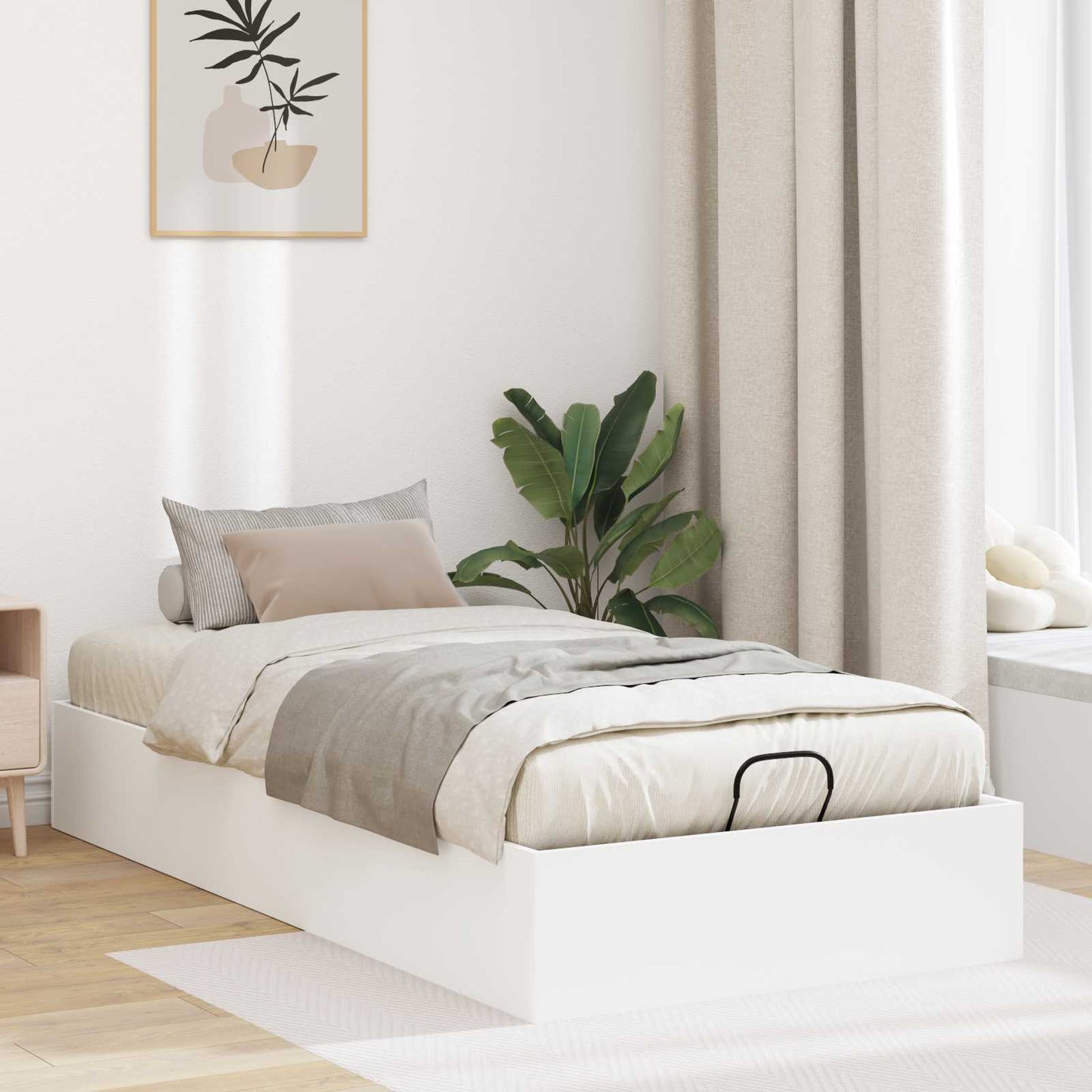 Ottoman Bedframe Wit 203 x 100 x 25 cm Geconstrueerd hout is nu te koop bij PeponiXL, paradijselijk wonen!