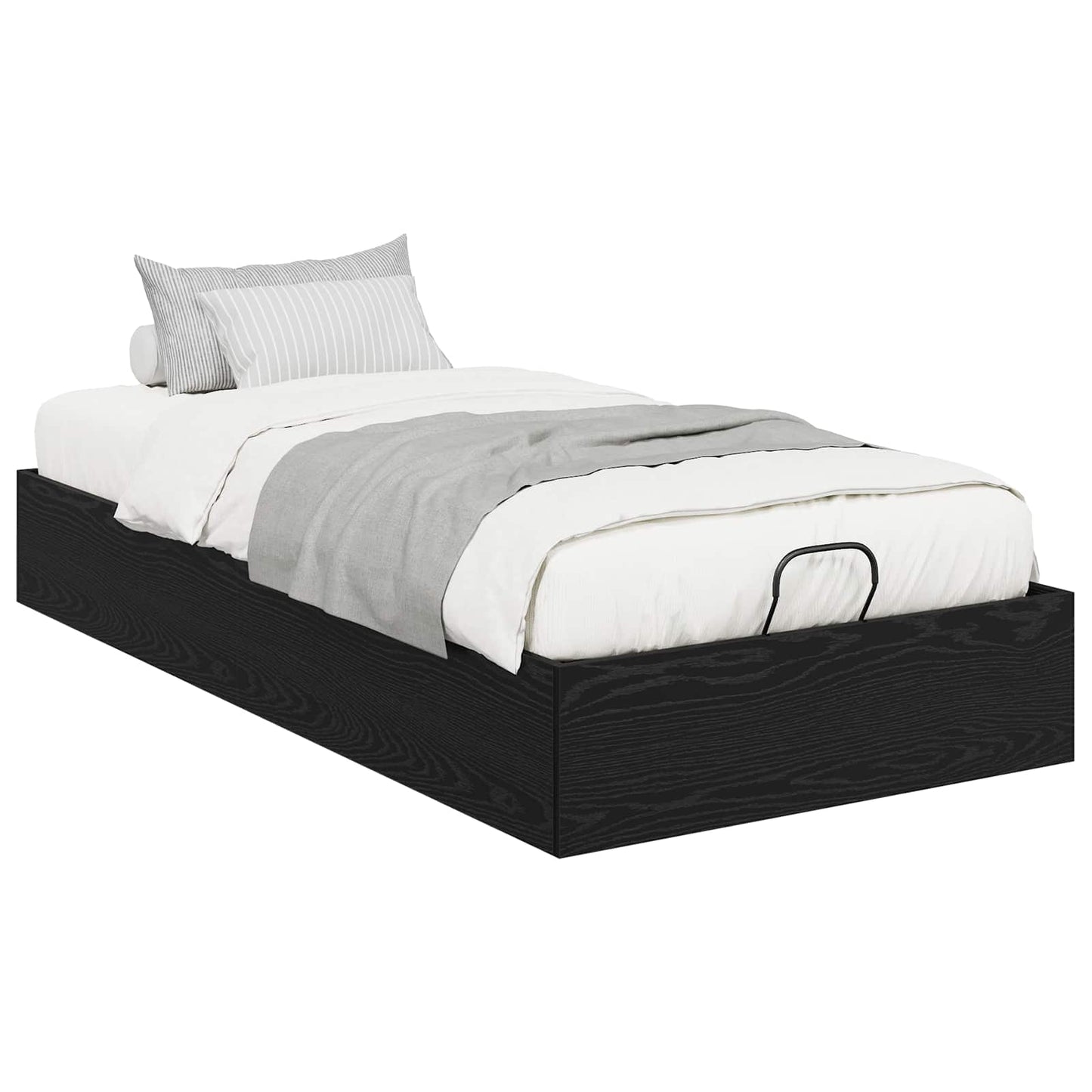 Ottoman Bedframe met opslag Zwarte Eik 203 x 100 x 25 cm is nu te koop bij PeponiXL, paradijselijk wonen!