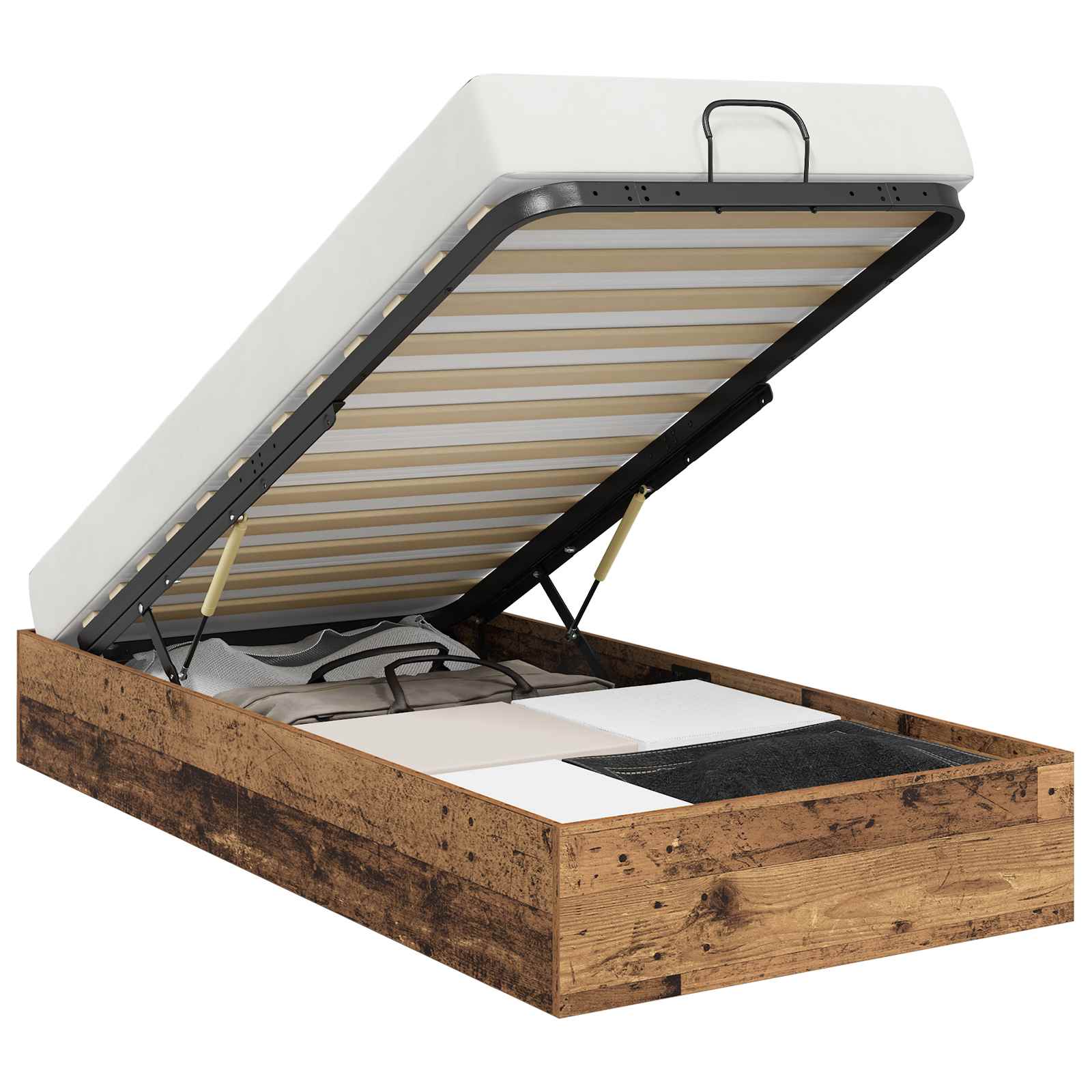 Ottoman Bedframe Oudhout 203 x 100 x 25 cm Geconstrueerd hout is nu te koop bij PeponiXL, paradijselijk wonen!