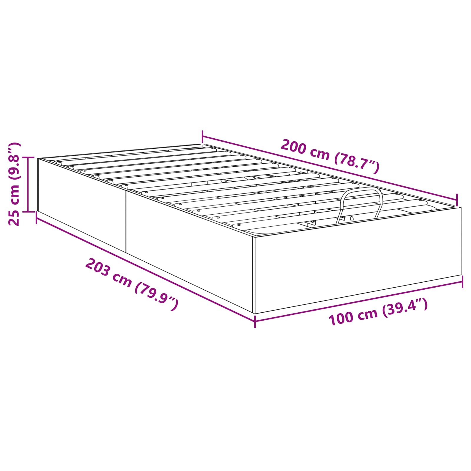 Ottoman Bedframe Artisan Eik 100 x 200 cm Geconstrueerd hout is nu te koop bij PeponiXL, paradijselijk wonen!