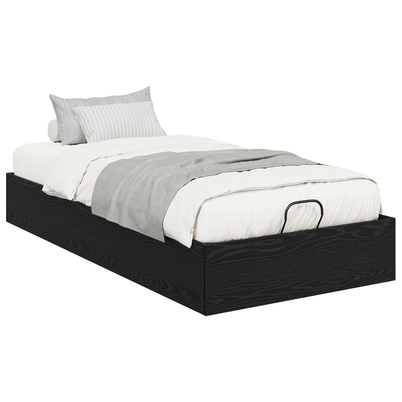 Ottoman Bedframe Zwarte Eik 203 x 90 x 25 cm Geconstrueerd hout is nu te koop bij PeponiXL, paradijselijk wonen!